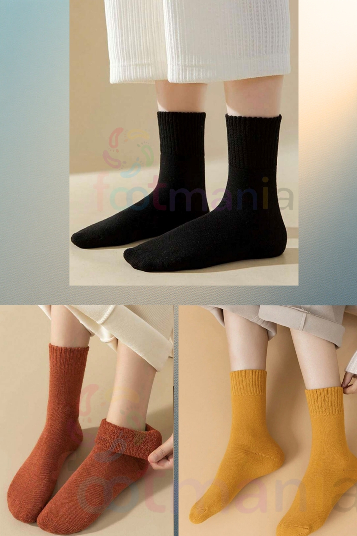 footmania 5” Çift Termal Kadın Havlu Kışlık Çorap (ISI EMİCİ) görsel 3