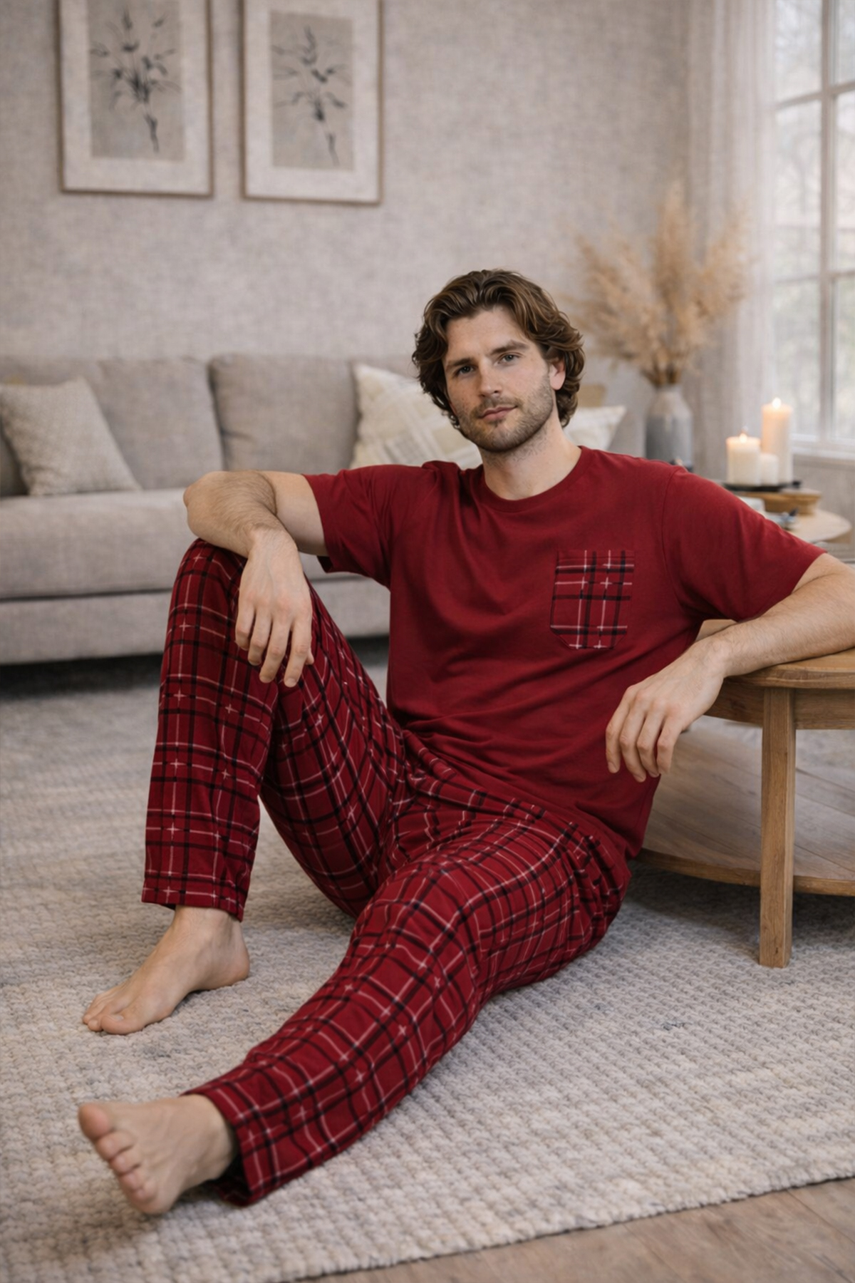 Summer Short Sleeve 100% Cotton Men's Pajamas Set - Father's Day Special Series