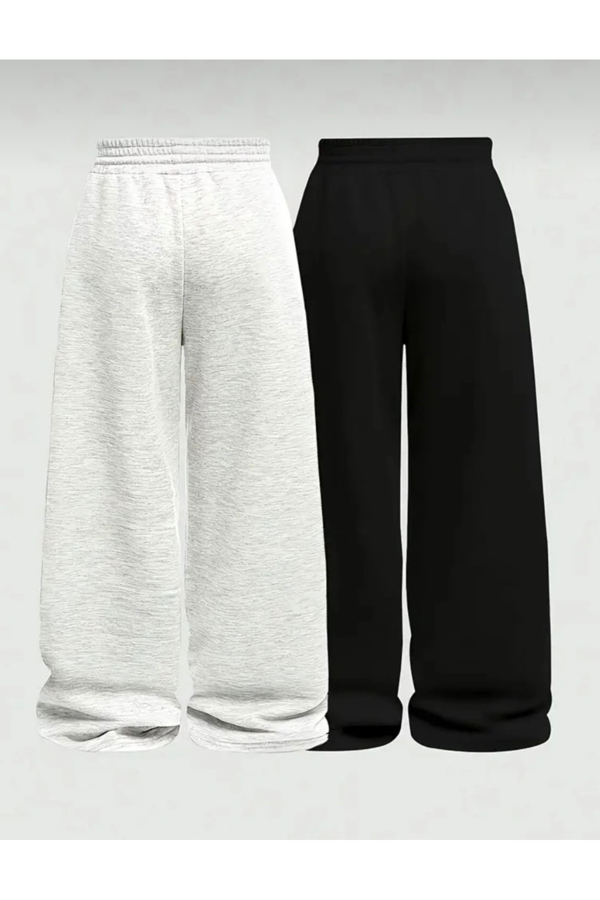 LACKH  2 Adet Bol Paça Siyah Gri Kadın Eşofman Altı - Görsel 4