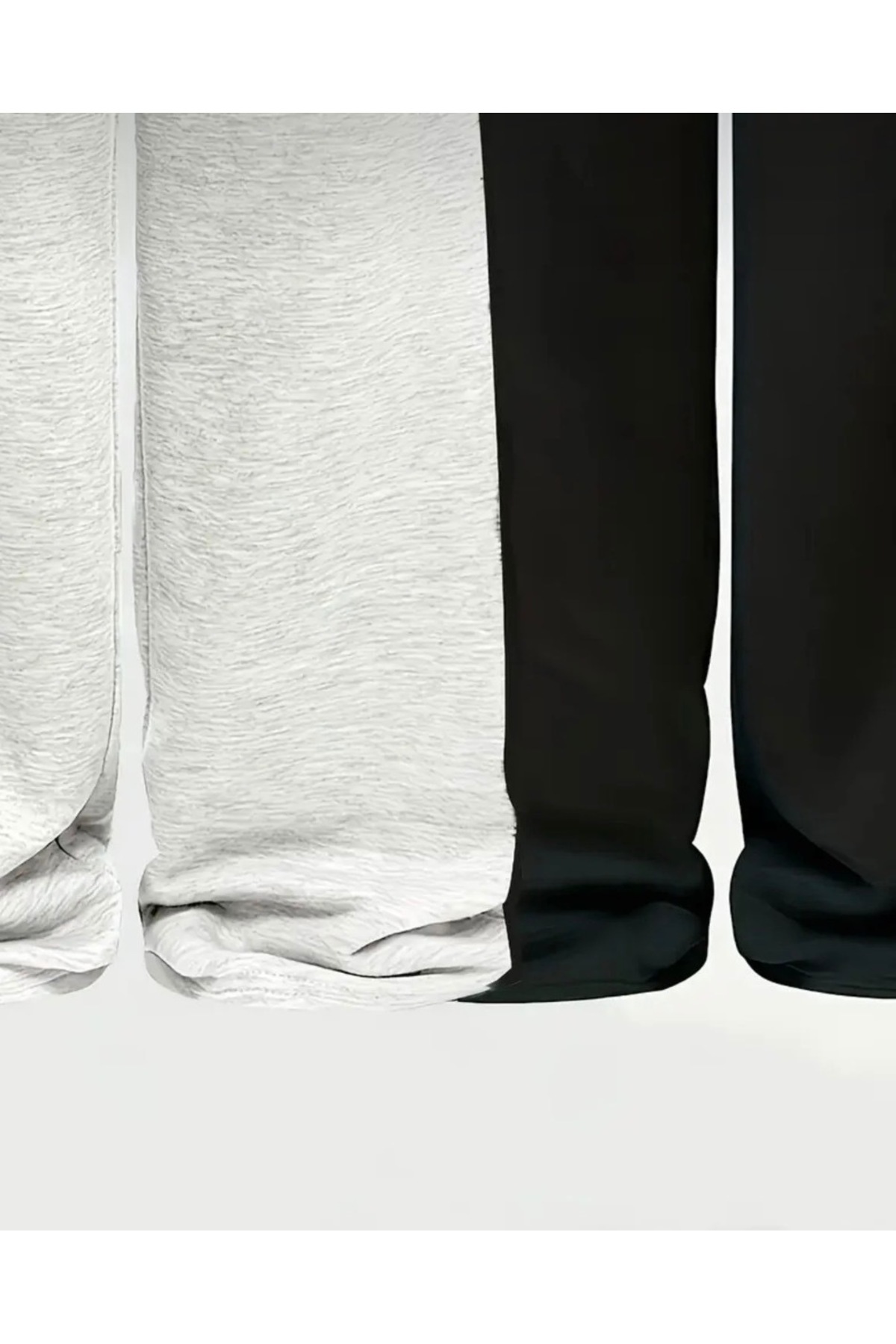 LACKH  2 Adet Bol Paça Siyah Gri Kadın Eşofman Altı - Görsel 7