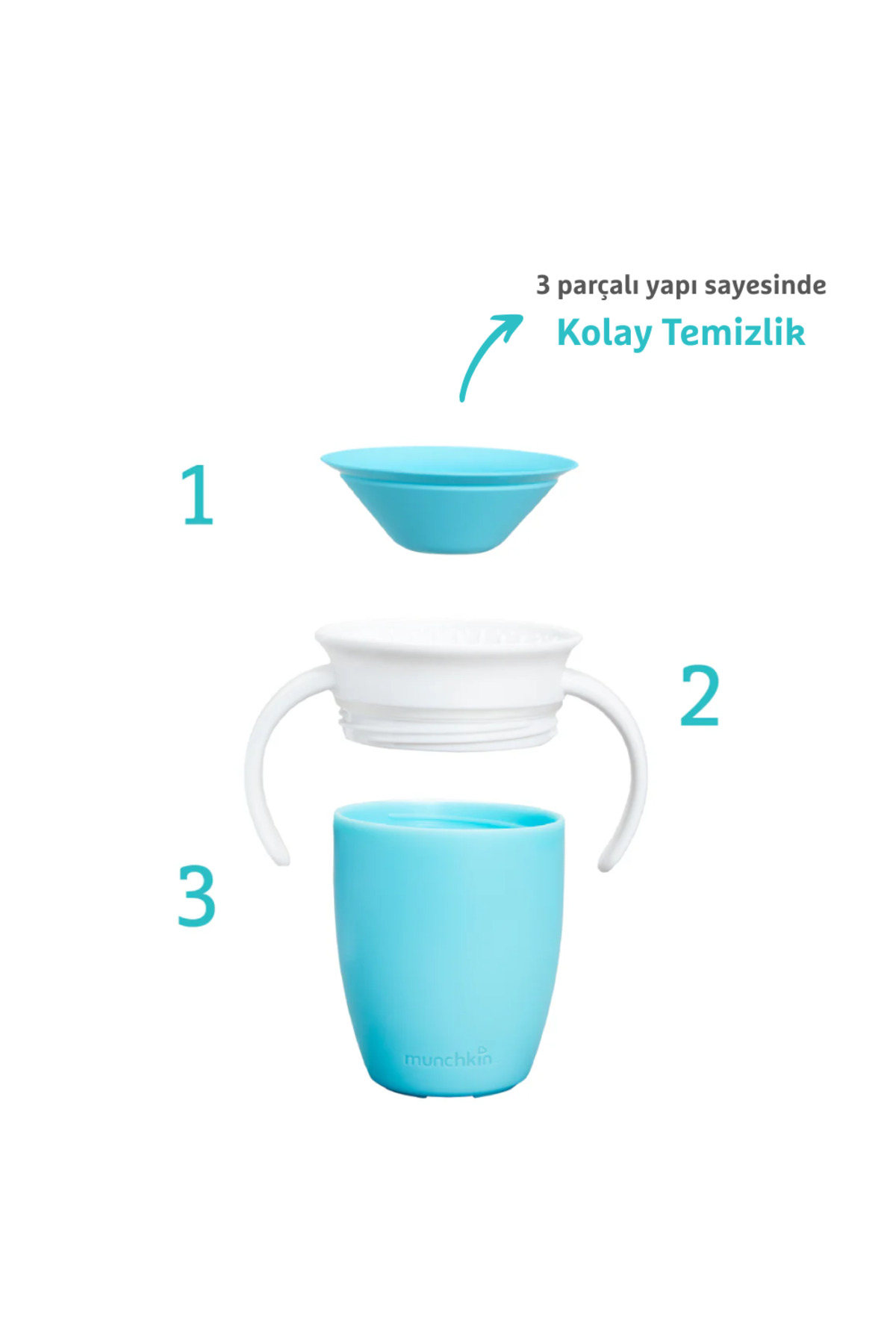 Munchkin Mucize 360° Alıştırma Bardağı, 6ay+, 207ml, Mavi, 1 Adet fotoğrafı 4 (önizleme)
