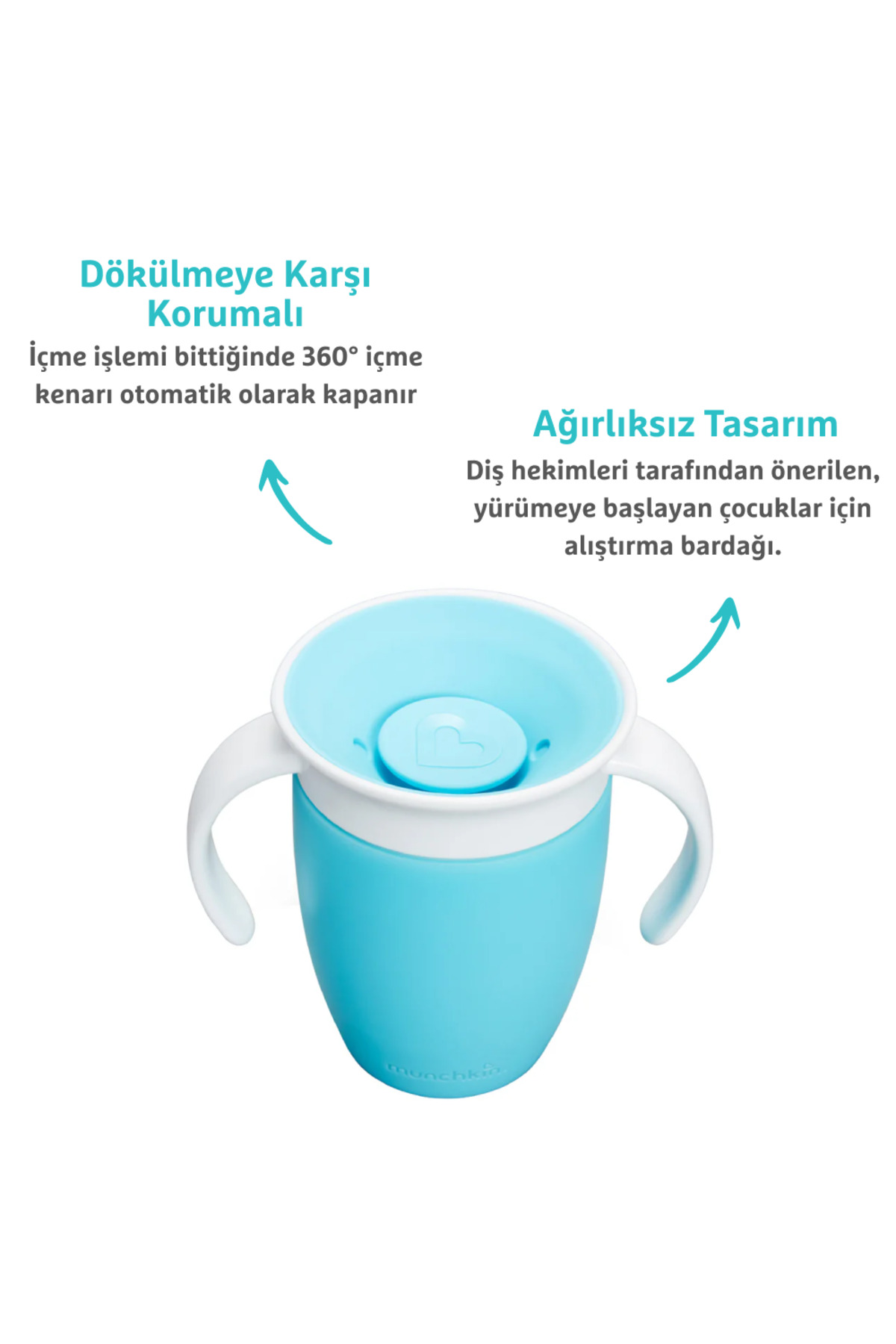 Munchkin Mucize 360° Alıştırma Bardağı, 6ay+, 207ml, Mavi, 1 Adet fotoğrafı 2 (önizleme)