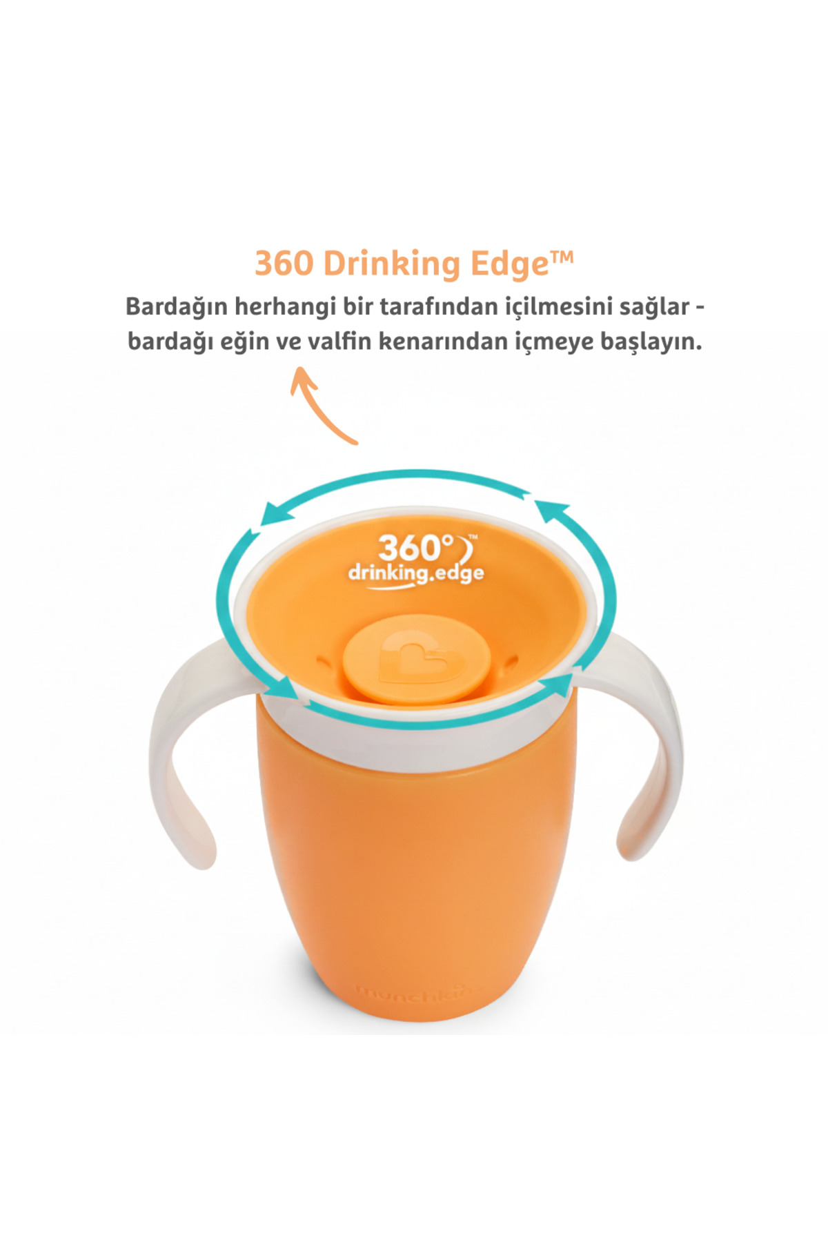 Munchkin Mucize 360° Alıştırma Bardağı, 6AY+, 207ML, Turuncu, 1 Adet fotoğrafı 3 (önizleme)