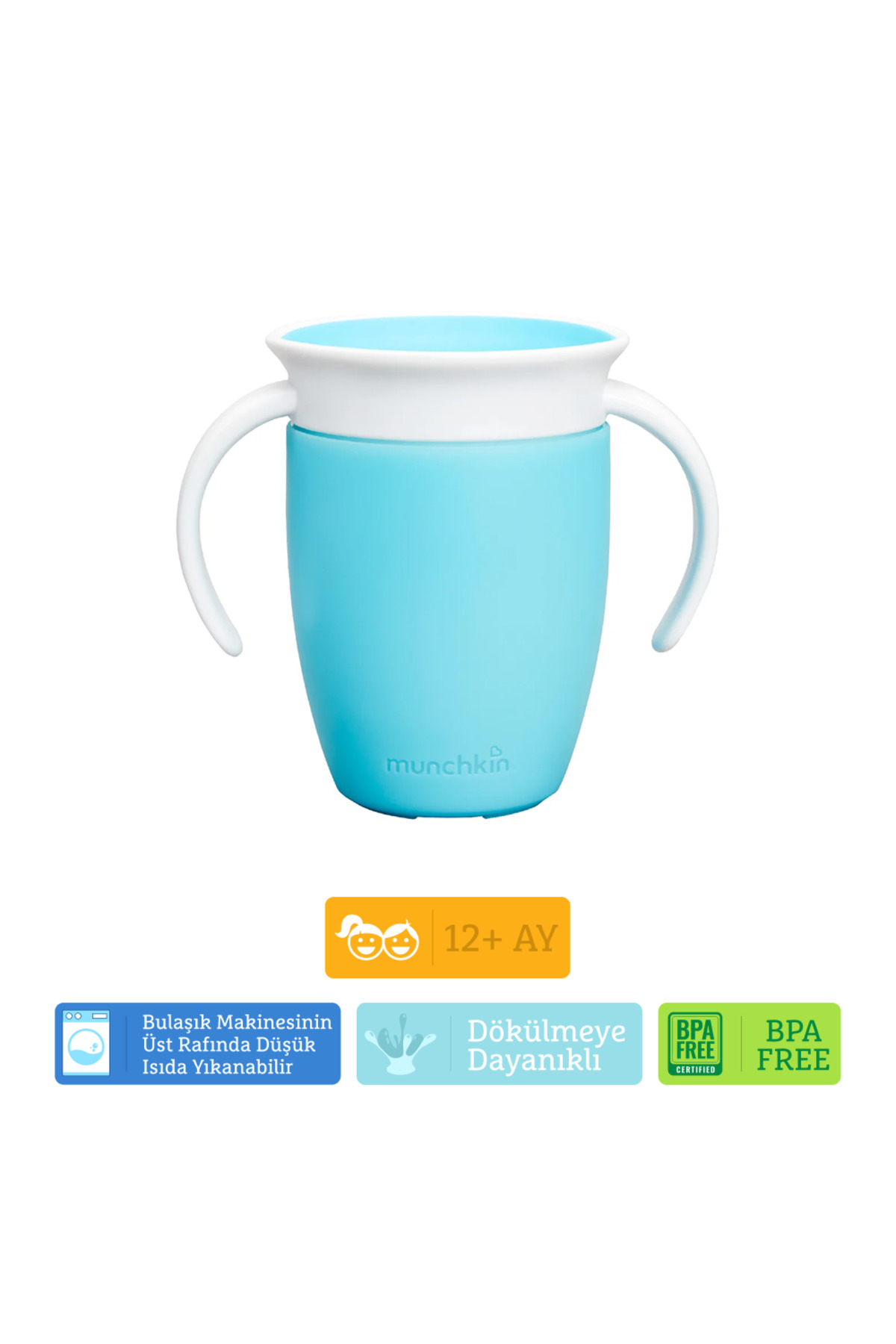 Munchkin Mucize 360° Alıştırma Bardağı, 6ay+, 207ml, Mavi, 1 Adet fotoğrafı 5 (önizleme)