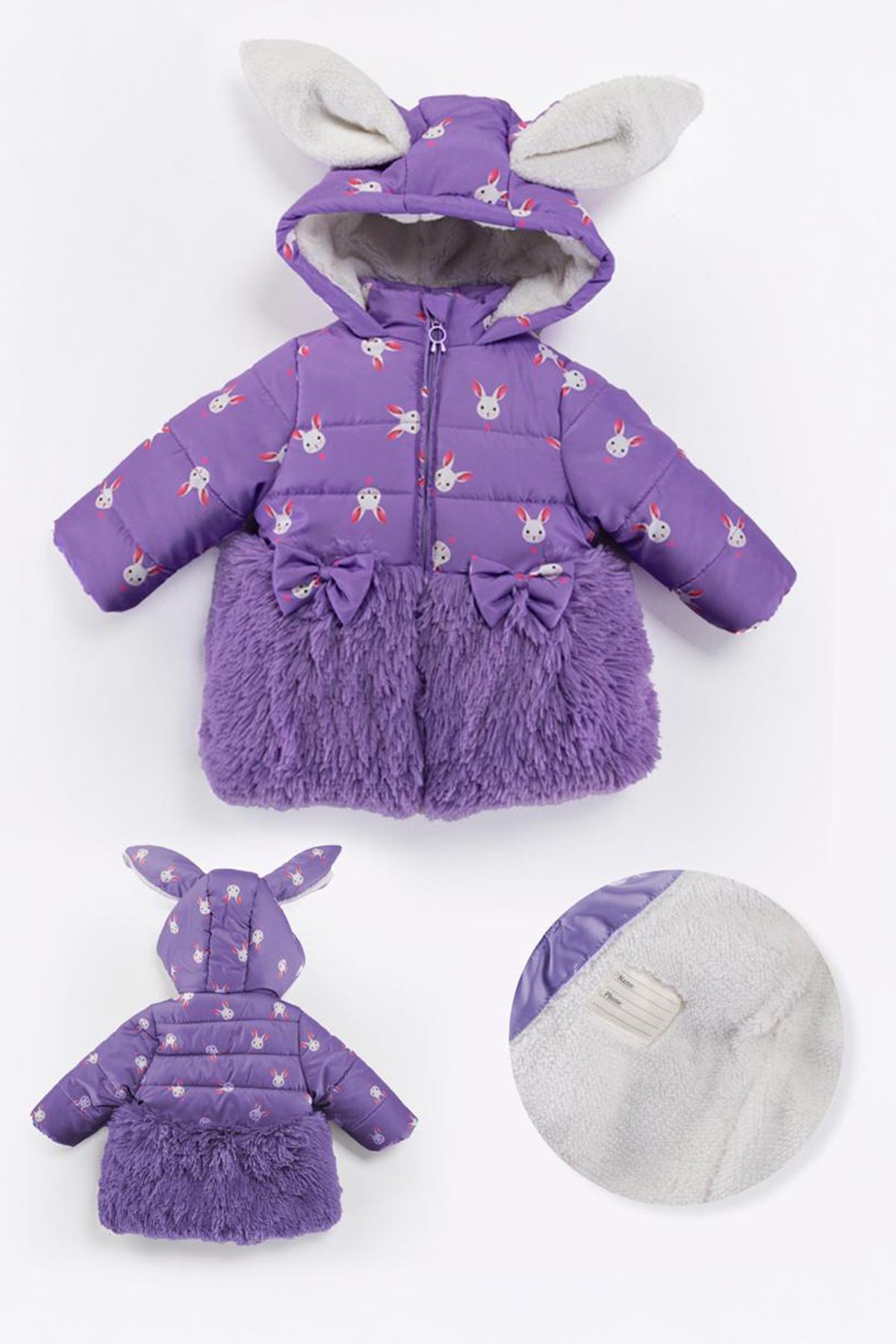 Minigimin Cicileri Miniğimin Cicileri ( 9-24 Ay / 2-5 Yaş) Tavşan Kulak Baskı İçi Welsoft Kaban Kız Bebek - Lila fotoğrafı 4 (önizleme)