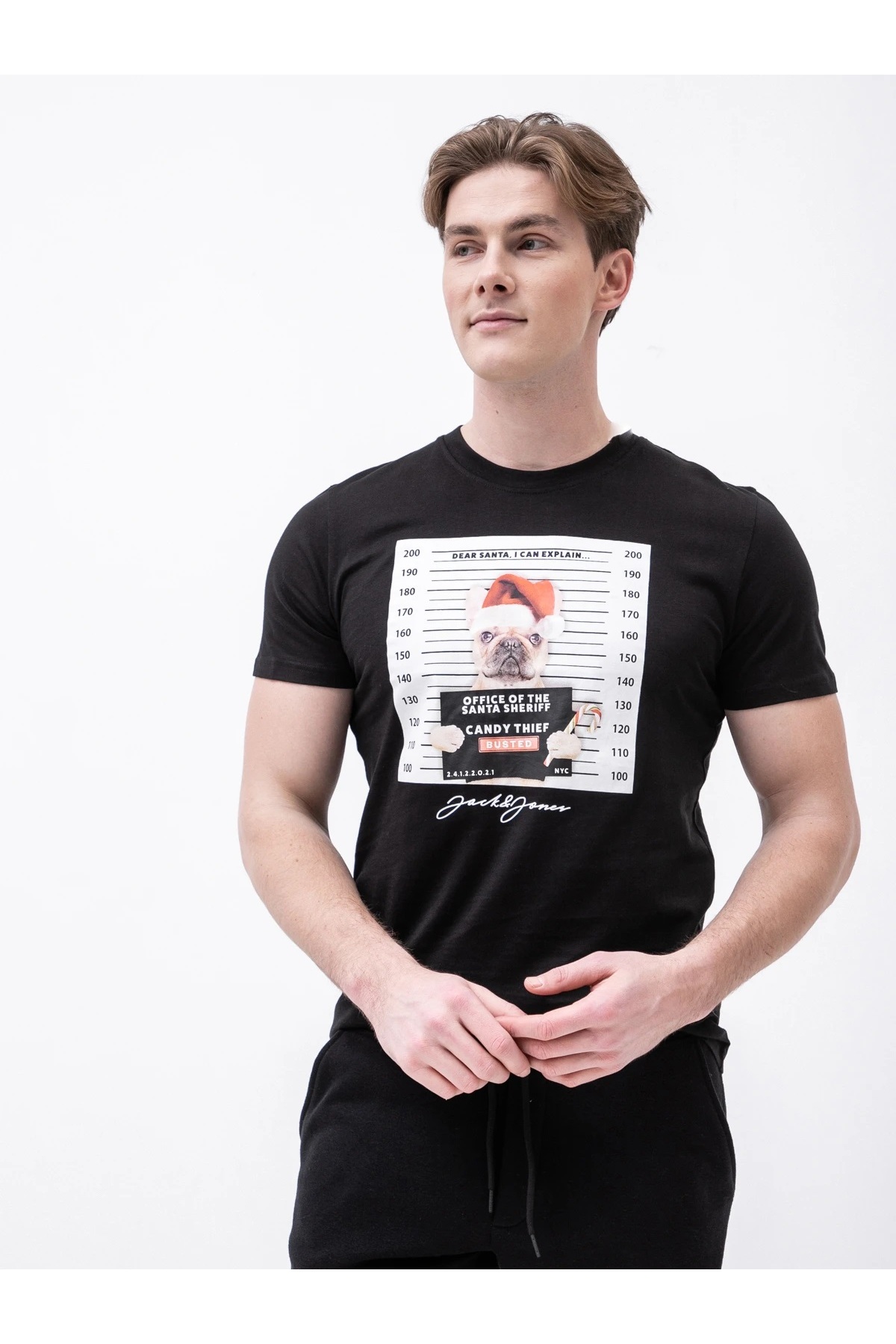 تیشرت مردانه طرح دار آستین کوتاه | جک اند جونز Jack & Jones 12198772-BLACK - تصویر 3