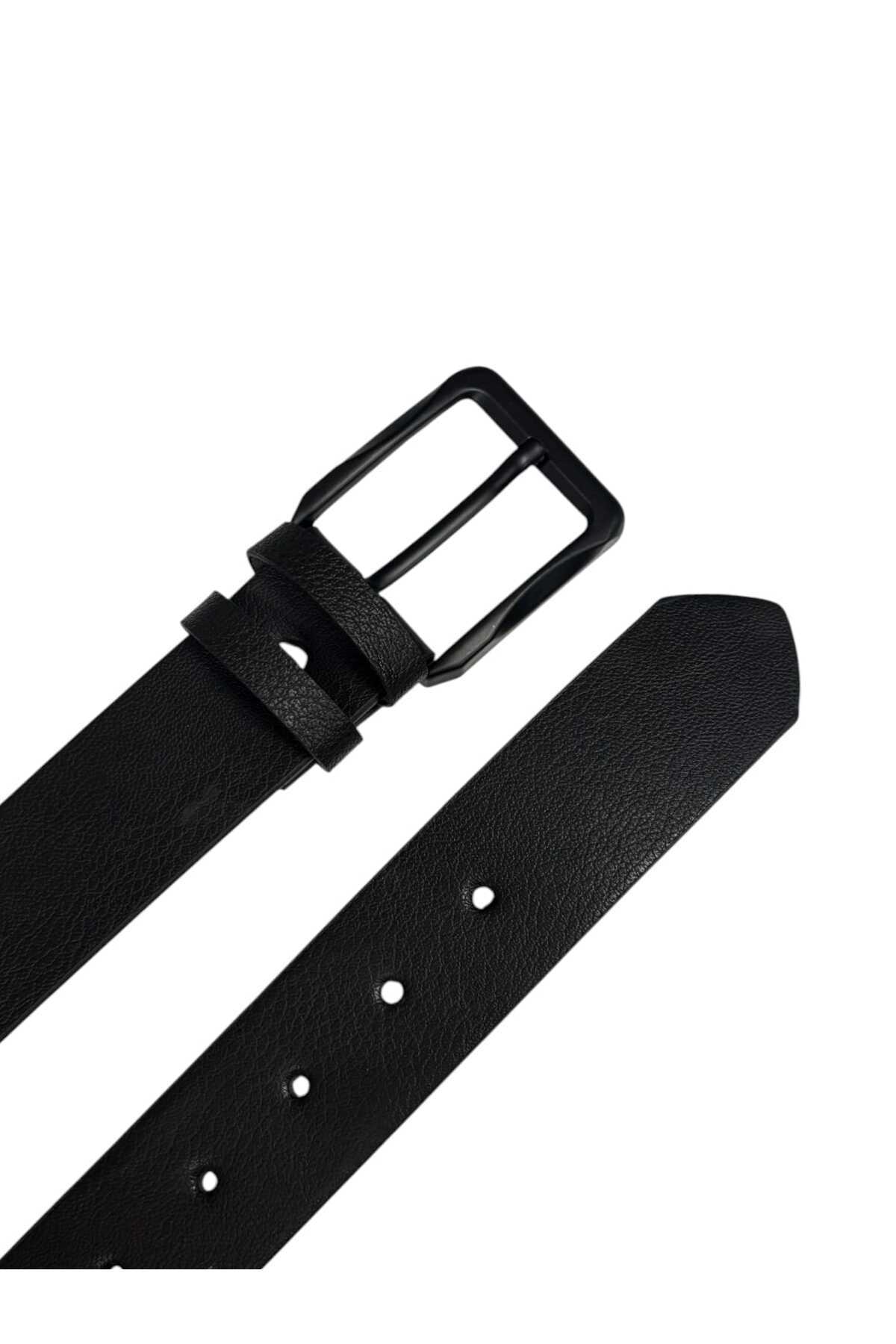 Mia Belt  Erkek Kemer Siyah Suni Deri En:4 cm Kot ve Kanvas Pantolon için Uygundur. - Görsel 3