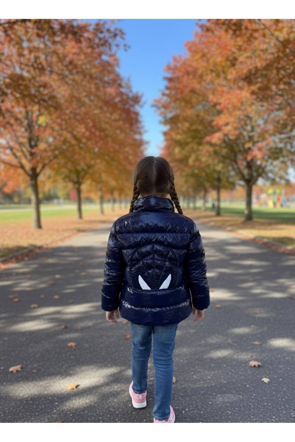 YusGos Kız Bebek Çocuk Kapüşonlu Fermuarlı Parlak Şişme Dolgu Mont (2-15 Yaş) fotoğrafı 2 (önizleme)