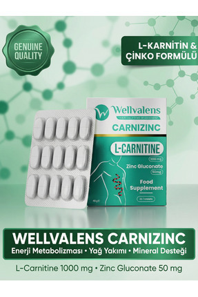 Wellvalens Carnizinc (L-Carnitine 1000mg & Zinc Gluconate 50mg) 30 tablet