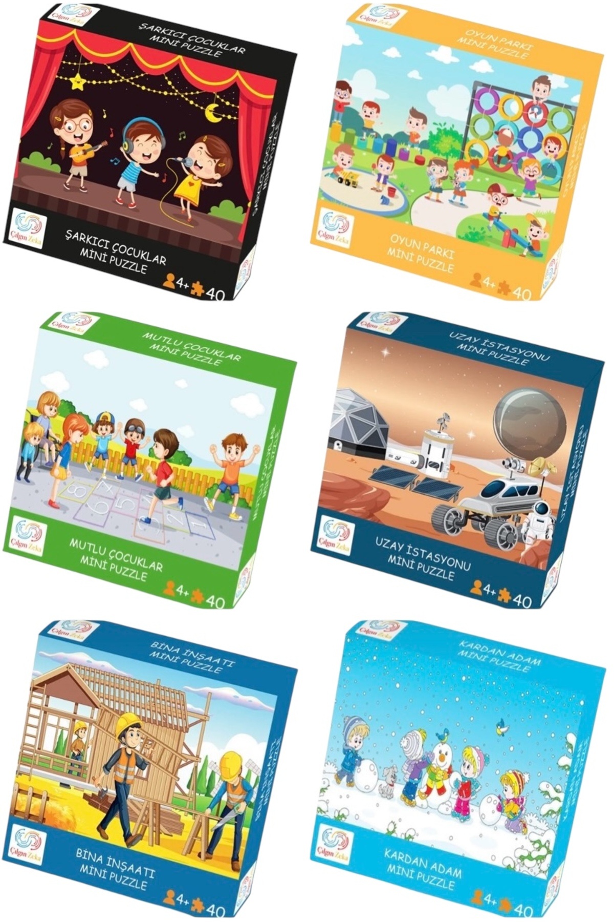 Çılgın Zeka 6’llı Puzzle Seti 3-7 Yaş Puzzle Set 40 Parça Mini Puzzle fotoğrafı 6 (önizleme)
