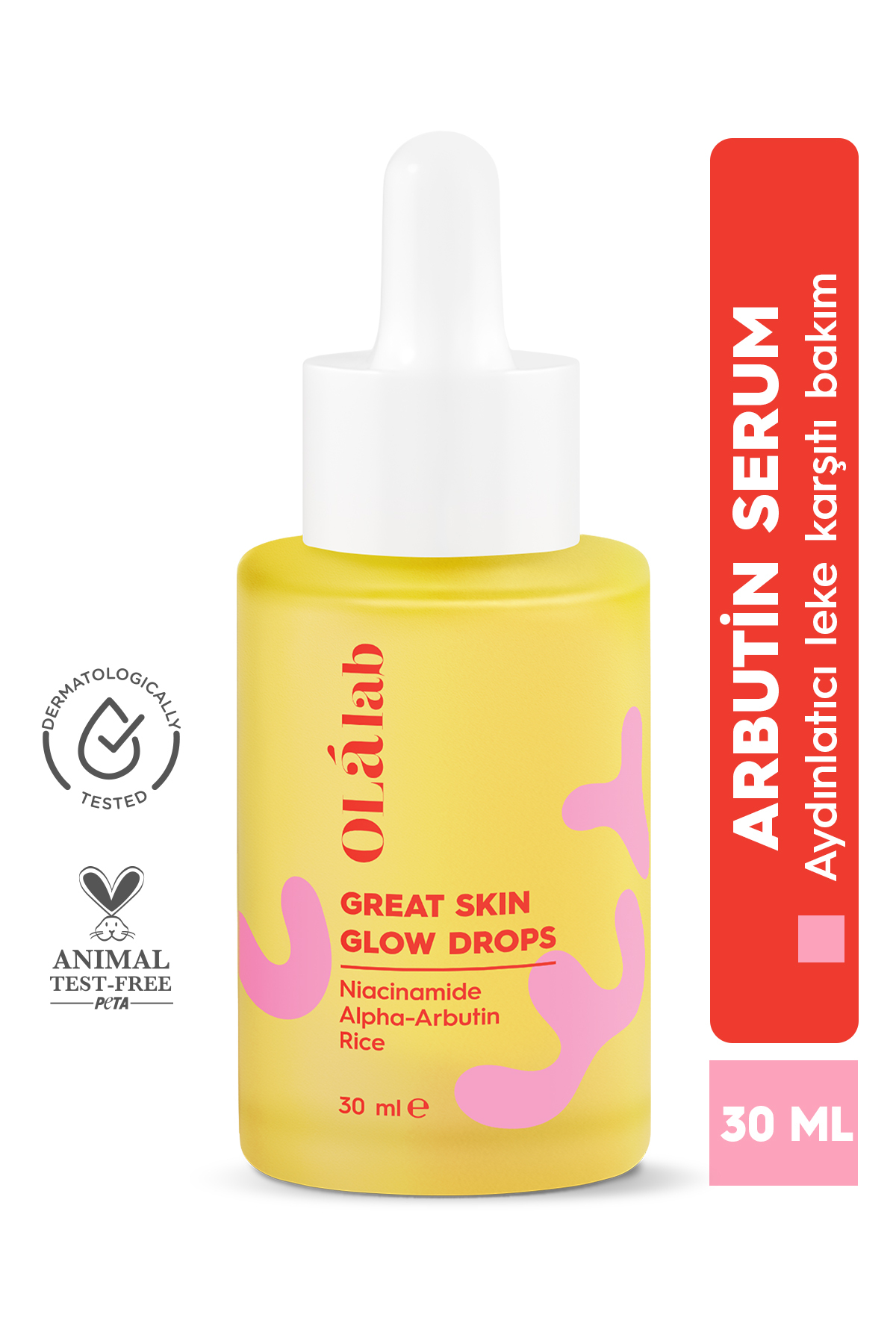 OlaLab Leke Karşıtı Aydınlatıcı Alpha Arbutin Cilt Serumu 30 ml — Glow Drops