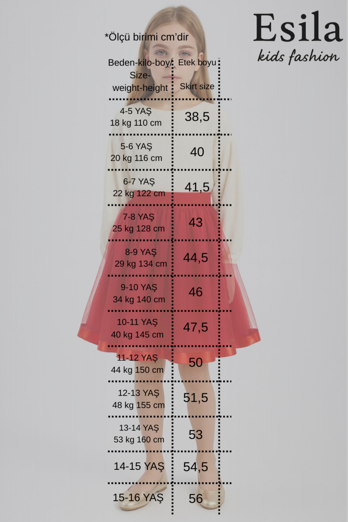 ESİLA KİDS  Kız Çocuk Etek Hayal Tül Etek Parti ve Özel Gün Giyim 4-14 Yaş - Görsel 7