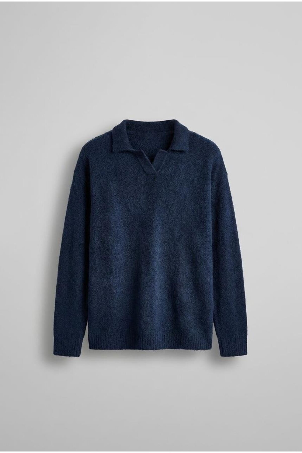 ablukaonline Erkek Polo Yaka Yumuşak Dokulu Oversize Kazak Lacivert