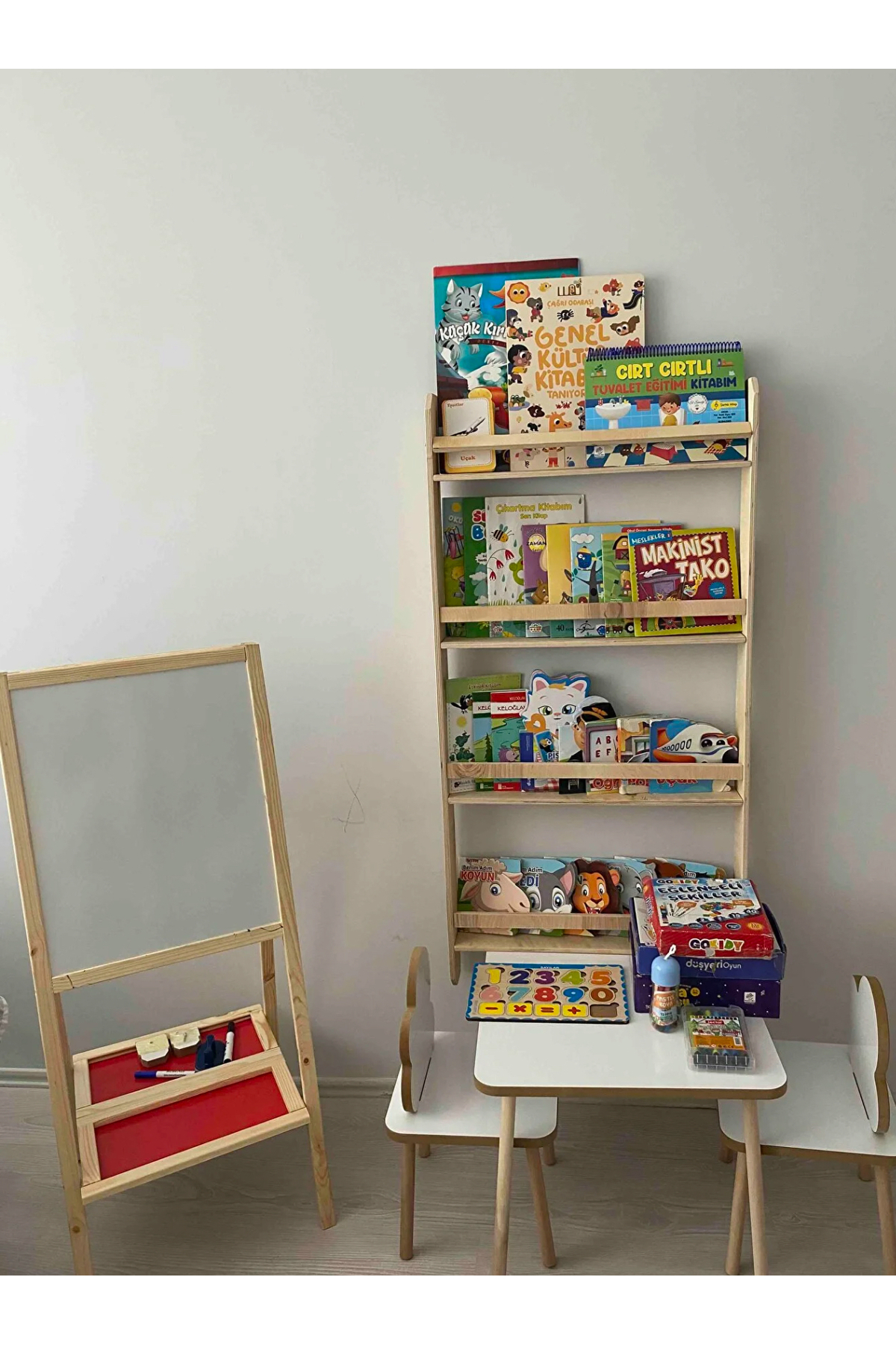 SALİHA Ahşap Montessori Kitaplık Çocuk Odası Eğitici Kitaplık fotoğrafı 5 (önizleme)