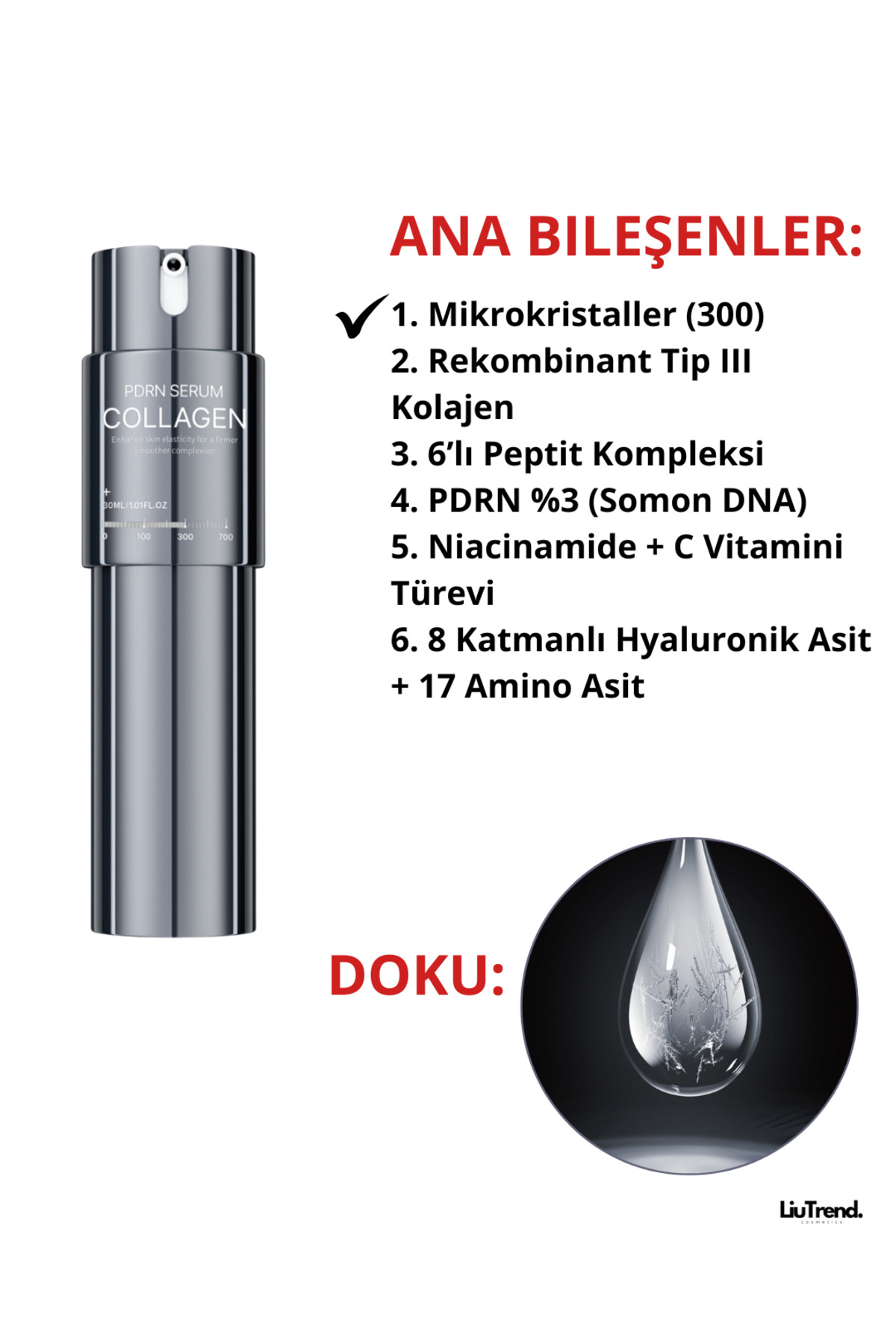 300 Collagen Pdrn Elasticity Serum 30 ml Pdrn, Mikroiğneler Ve Kolajen Içeren Güçlendirici Serum — SU012 — تصویر 2 از 7