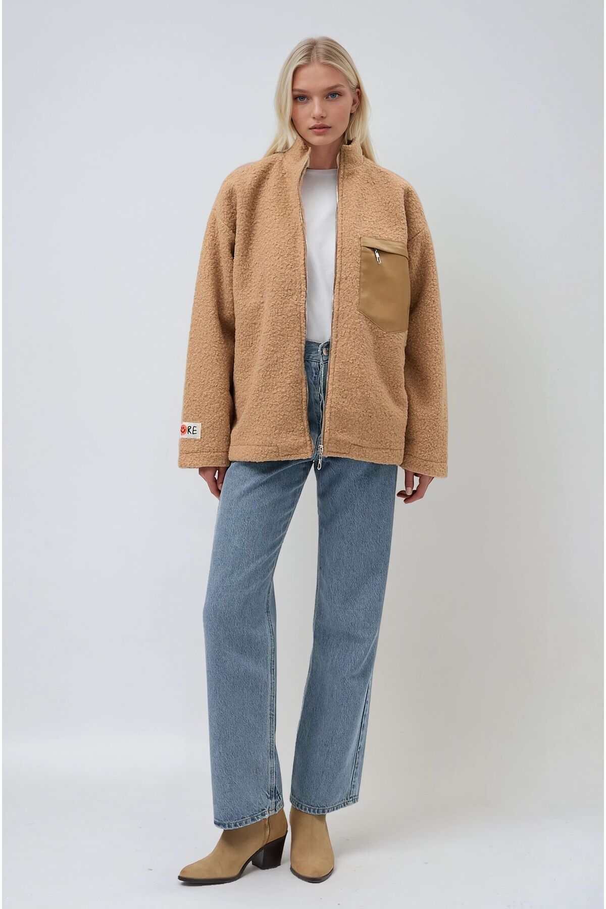 Lijuri Camel Katerina Suni Kürk Ceket 6110-08 R1-P-K4 görsel 5