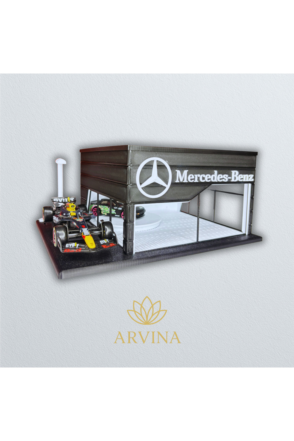 Arvina Atelier Mercedes Büyük Showroom | Koleksiyon Garajı | Parlak Logo | 1:64 Ölçek (Araçlar Dahil Değil)