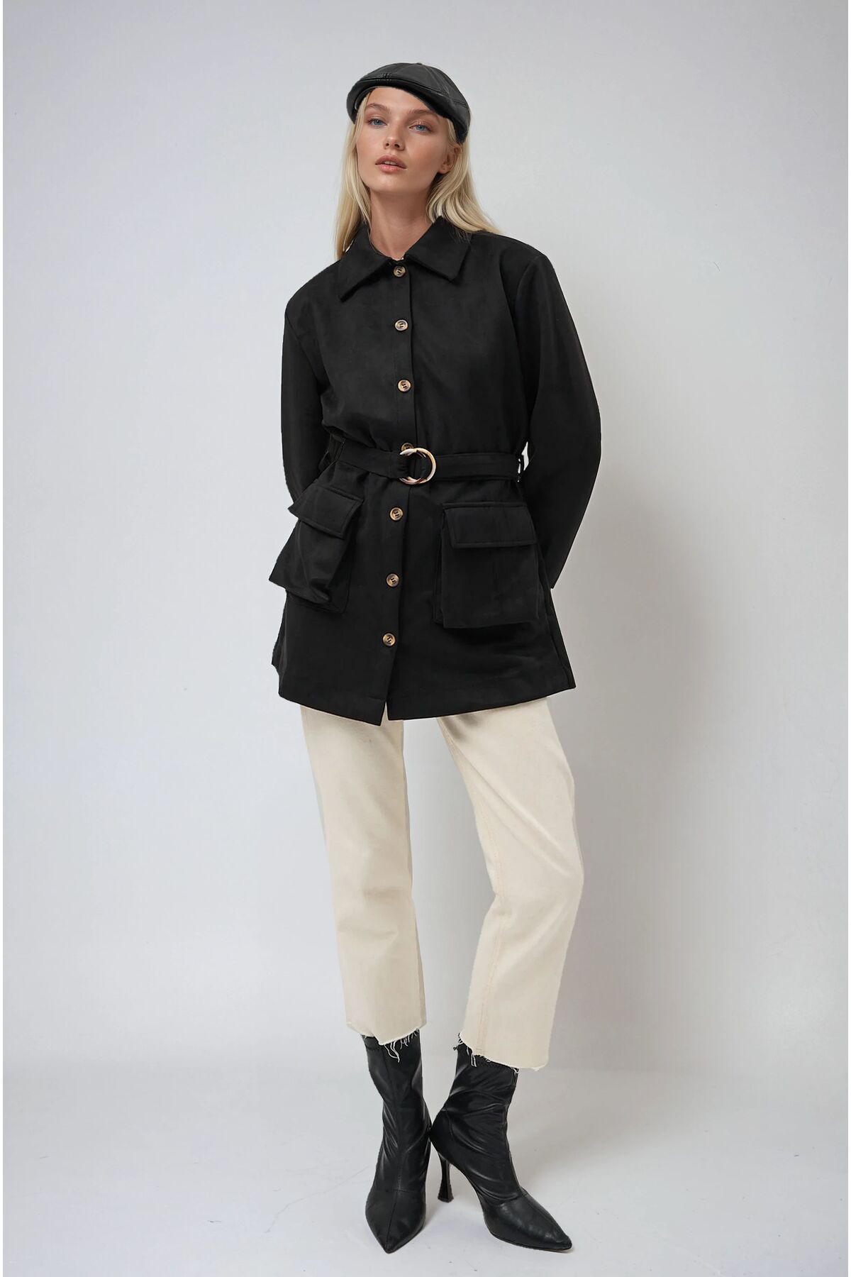 Midi Shirt Jacket with Belt and Pocket 6130