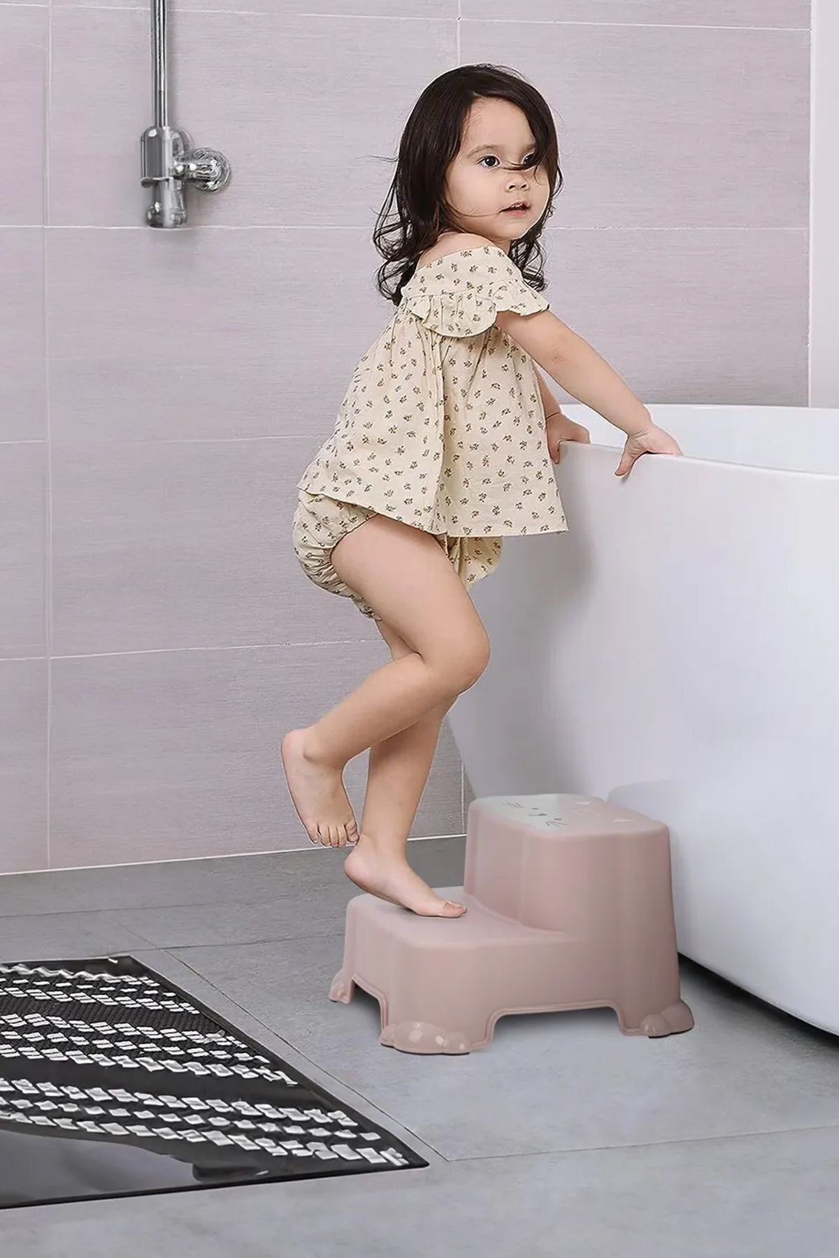 Meleni Baby Çocuklar Için Tuvalet Eğitim Seti- Kaydırmaz Katlı Basamak Ve Kulplu Klozet Adaptörü Pembe fotoğrafı 2 (önizleme)