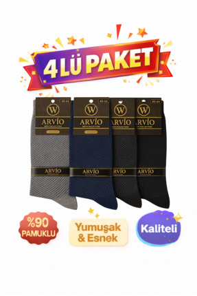 ARVIO Erkek %90 Pamuklu Günlük Çorap – Nefes Alan, Esnek Yapı, Konforlu Kulla...