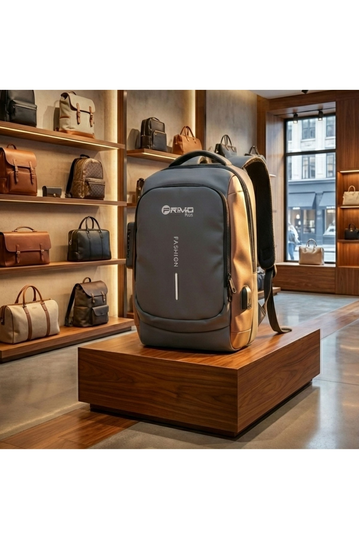 حقيبة ظهر مضادة للسرقة، مقاومة للماء، بنية مع سودا...