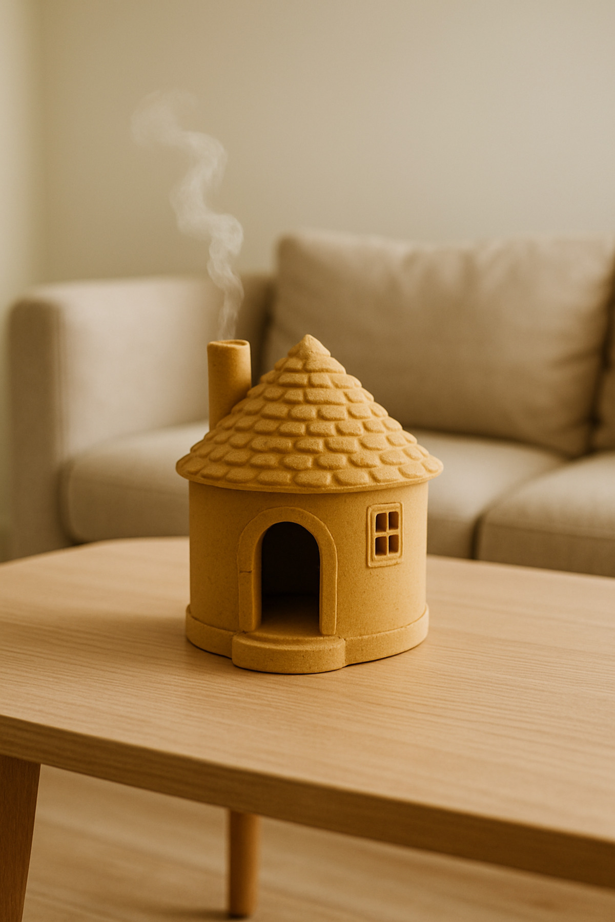 Mini Kulübe Şeklinde Seramik Mumluk – Dekoratif Tealight Ev