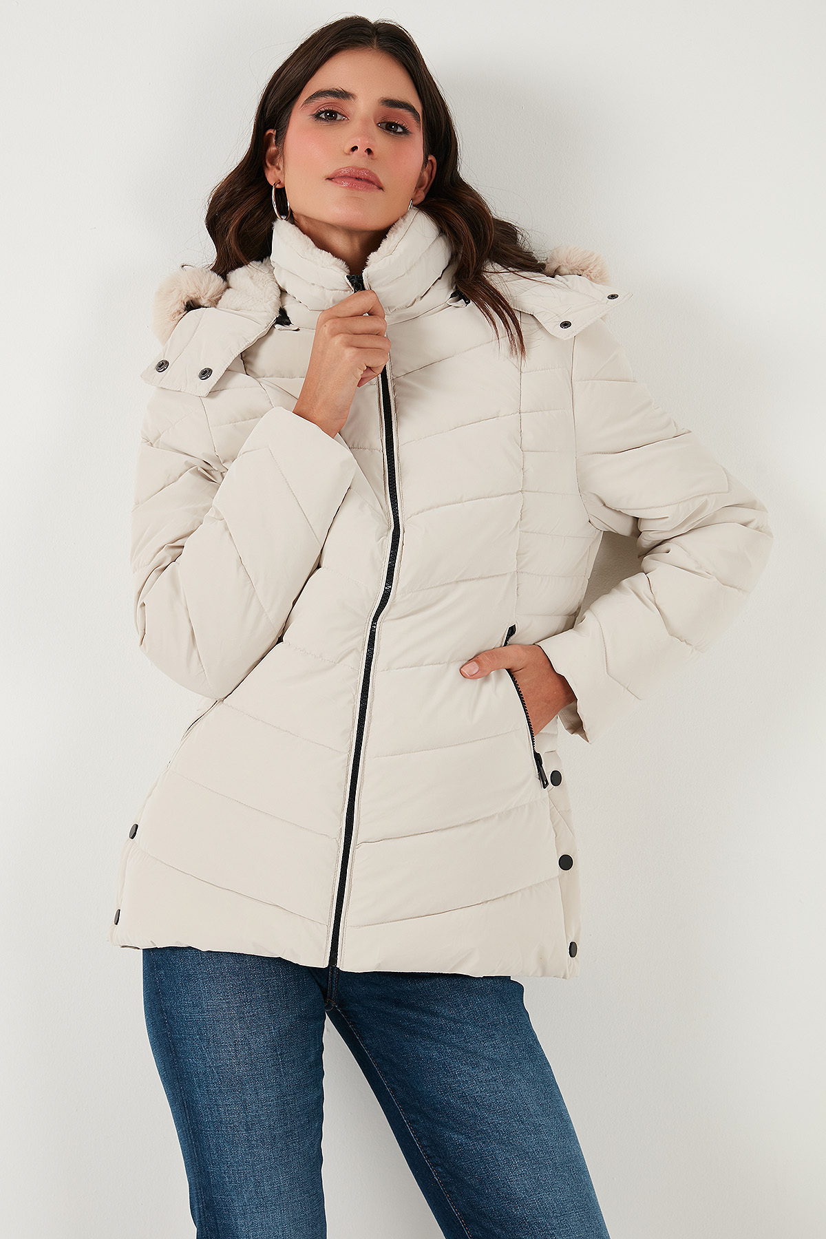 Lela Kapitoneli Slim Fit Çıkarılabilir Kapüşonlu Mont MONT 497MARA görsel 2