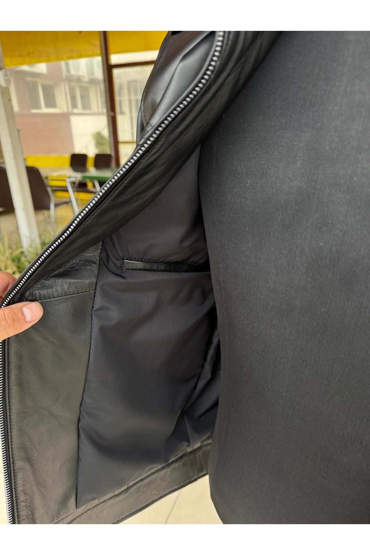 Şahan Deri Denizli  226 Erkek Siyah Hakiki Kuzu Derisi Mont - Görsel 3