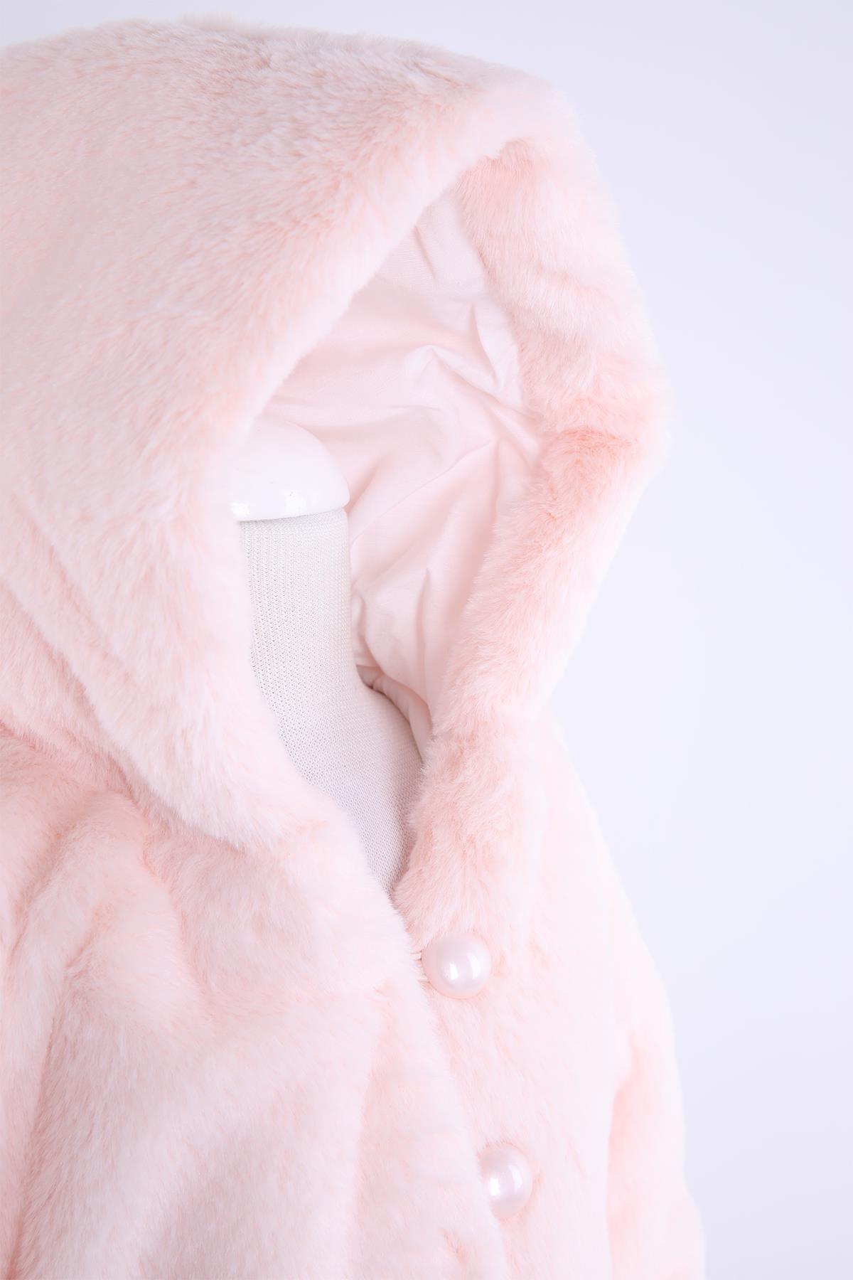 Babyhola Kız Bebek Çocuk Pamuk Astarlı Külah Kapüşonlu Peluş Kaban Kışlık 13622 fotoğrafı 5 (önizleme)