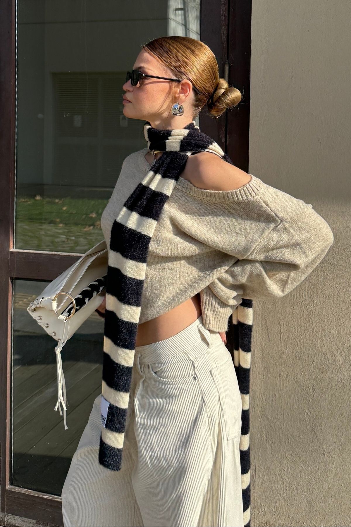 bases.  Triko Yumuşak Dokulu Atkı Şal - Görsel 5