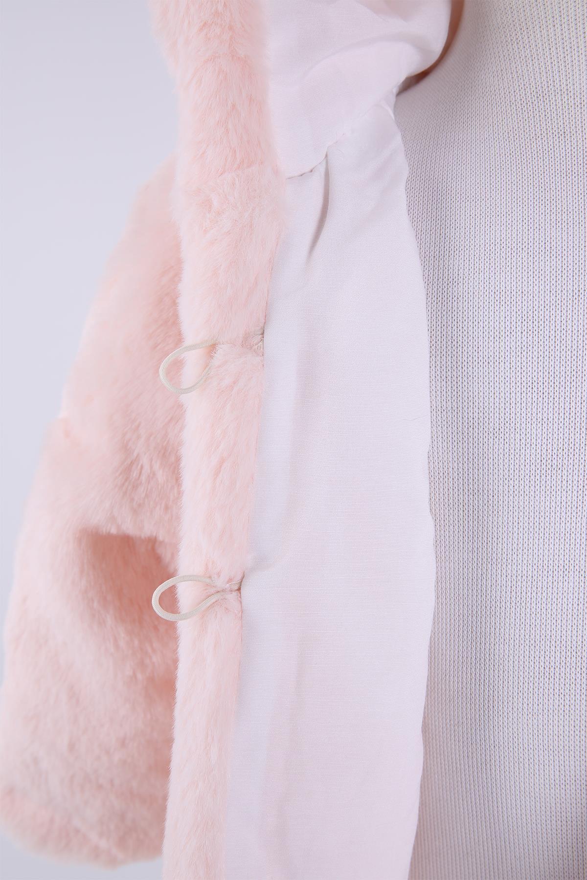 Babyhola Kız Bebek Çocuk Pamuk Astarlı Külah Kapüşonlu Peluş Kaban Kışlık 13622 fotoğrafı 6 (önizleme)