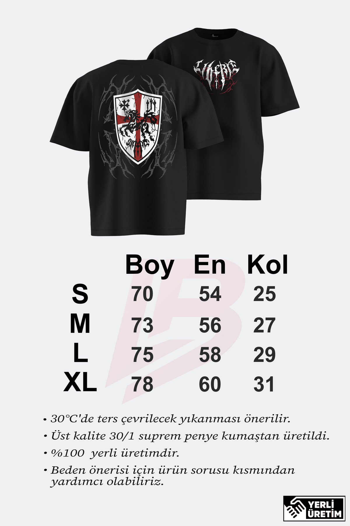 Liber Dark Knight - %100 Pamuk Siyah Oversize Tshirt görsel 5
