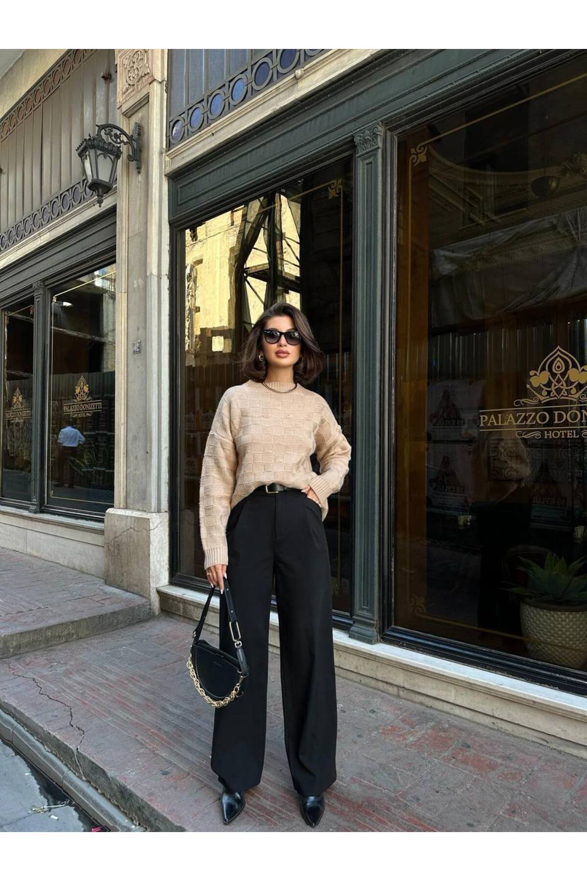 elbisereyonda  kare detay triko kazak - Görsel 3