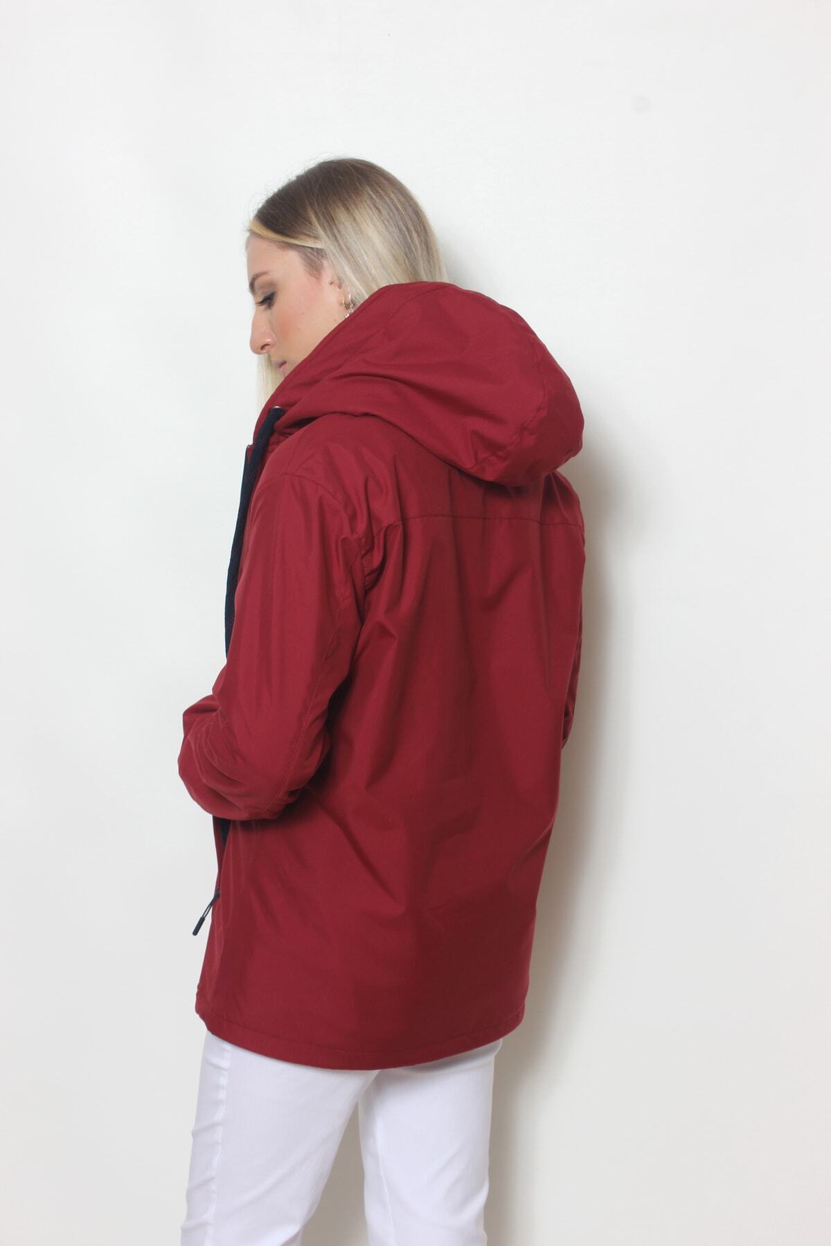 Cottoncool  Kadın Bordo Içi Polar Mont - Görsel 7