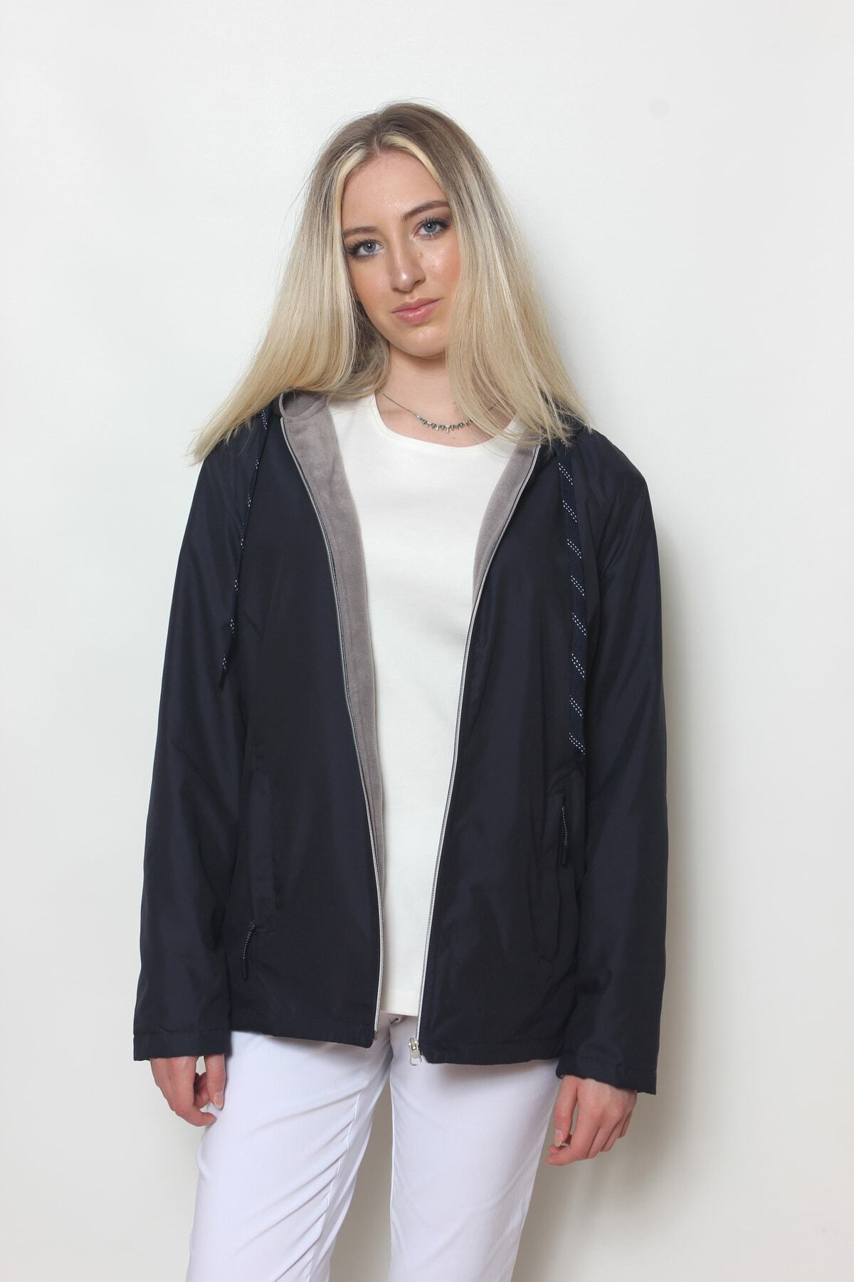 Cottoncool  Kadın Lacivert Içi Polar Mont - Görsel 4