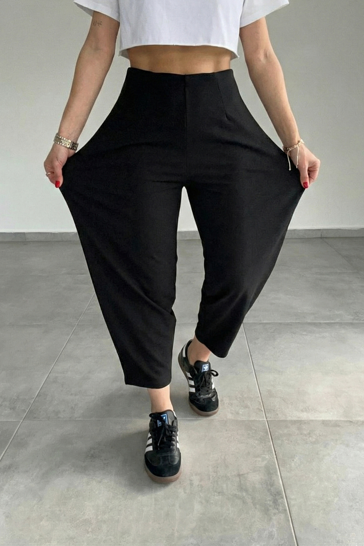 ECOTİQUE  Kadın Beli Lastikli Yüksek Bel Full Likra Şalvar Balon Pantolon - Görsel 4