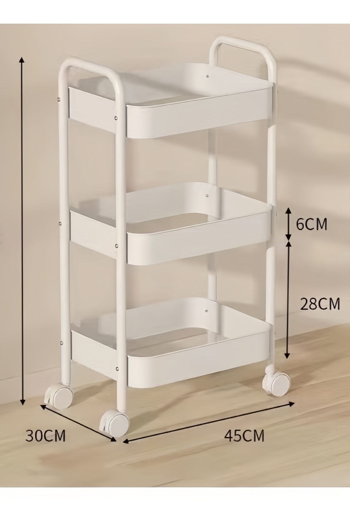 عربة تخزين أطفال متحركة من الفولاذ بالكامل بثلاثة أرفف