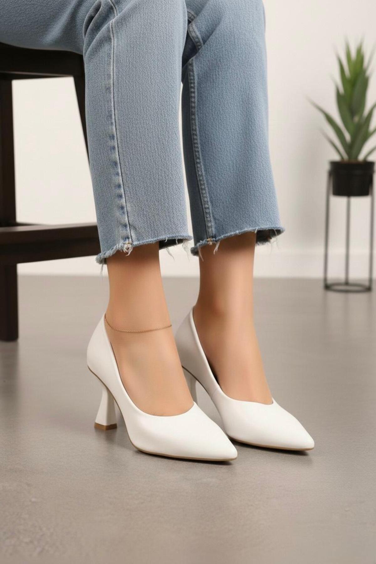 NOVELLAM SHOES  Kadın Bena Beyaz Klasik Topuklu Stiletto - Görsel 5