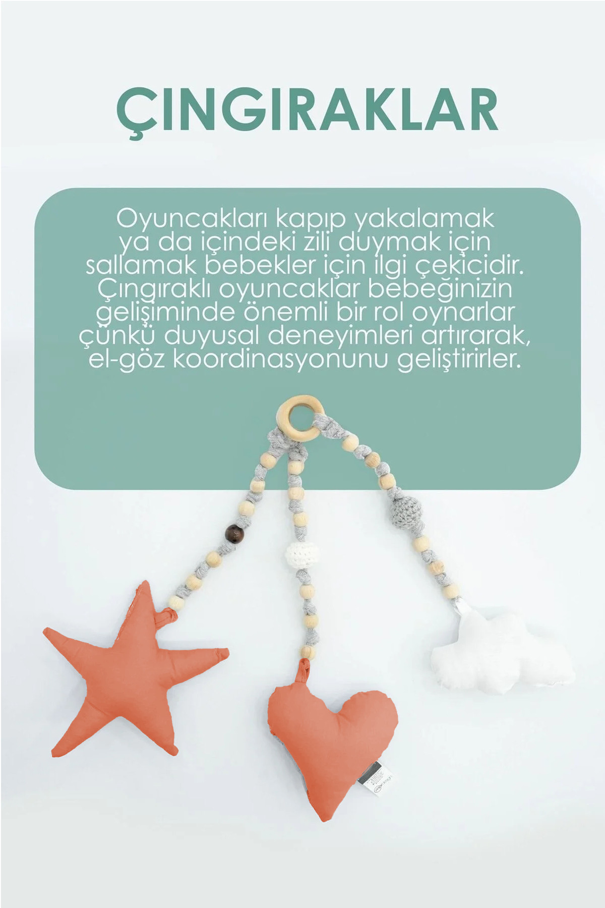 mordesign Bebekler Için 3 Adet Montessori Oyuncak, Handmade Çıngırak Oyuncak, Bebek Diş Kaşıyıcı,Turuncu fotoğrafı 2 (önizleme)