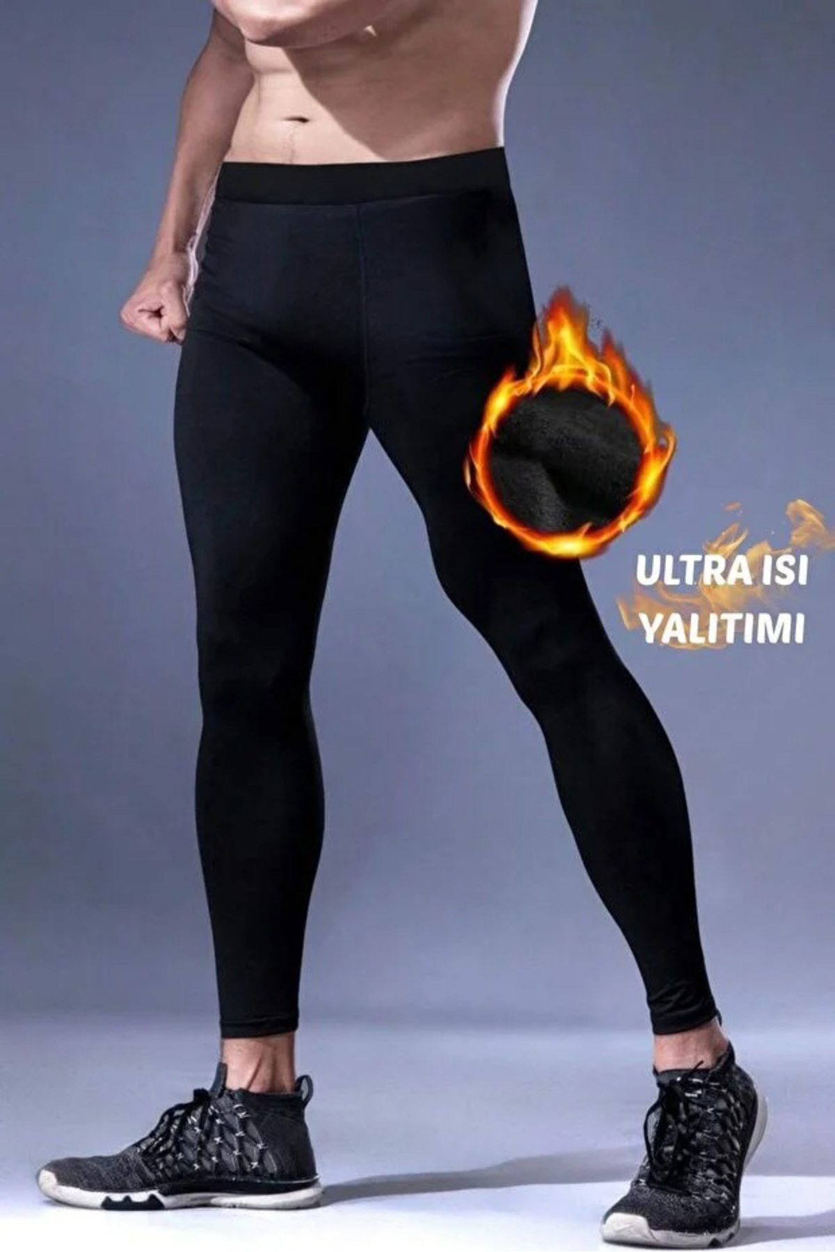 MİSTİRİK Pezzoli Model Pelüş Detaylı Soğuk Geçirmez Erkek İçlik Tayt Siyah Renk görsel 2