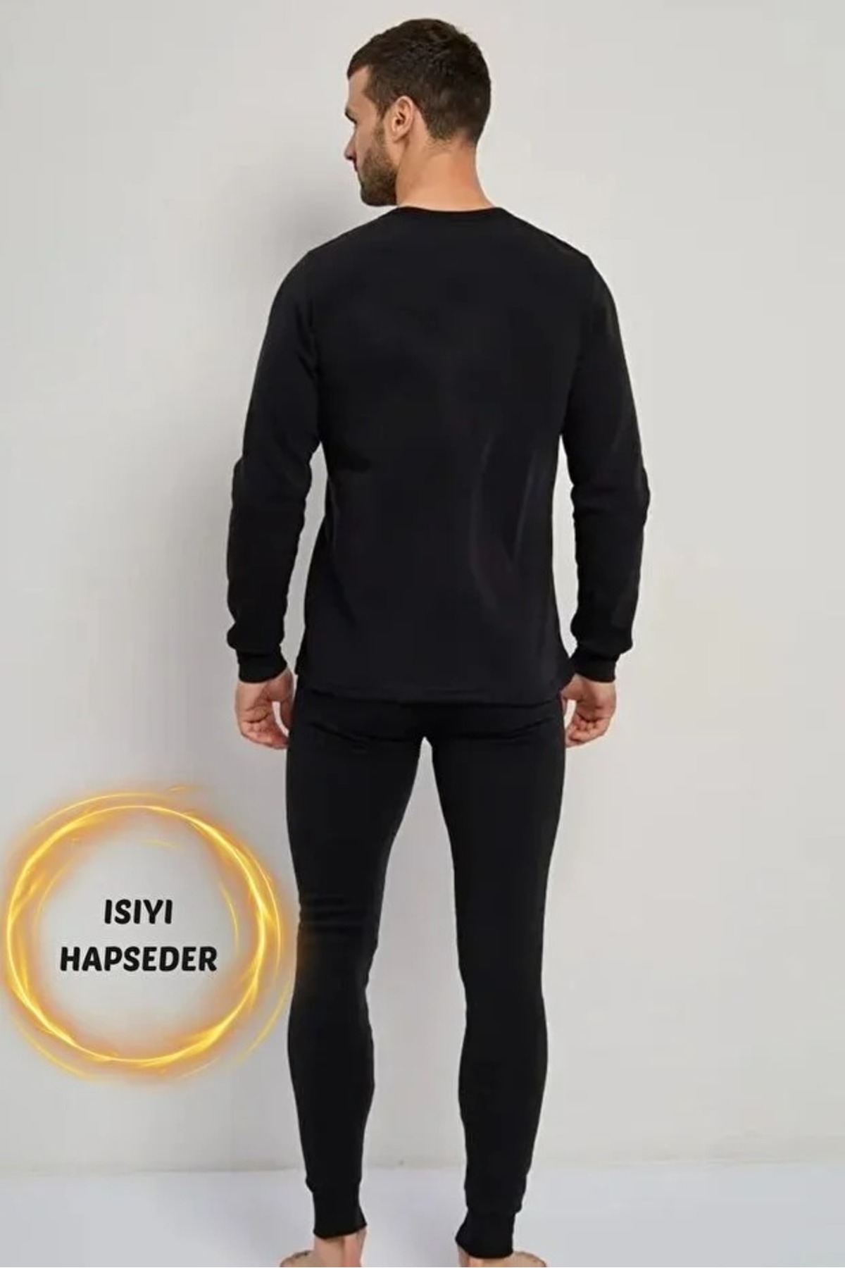 MİSTİRİK Pezzoli Model Pelüş Detaylı Soğuk Geçirmez Erkek İçlik Tayt Siyah Renk görsel 5
