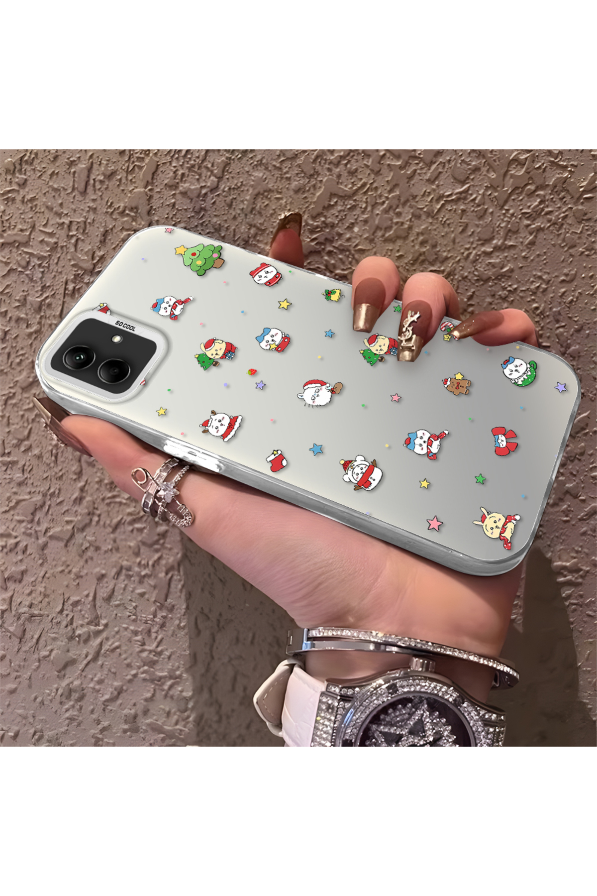 Samsung Galaxy A04e Compatible Santa Claus Pattern Silicone Anti-Drop Case