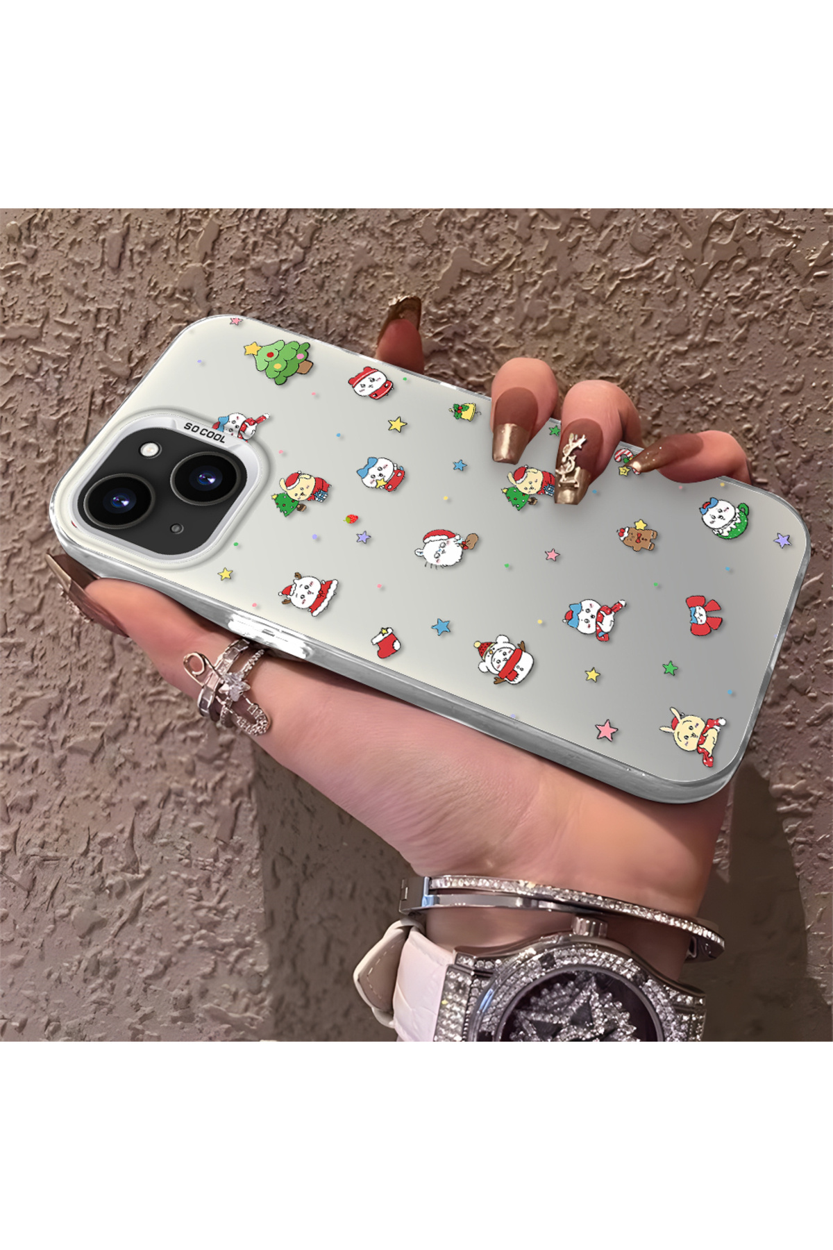 iPhone 15 Compatible Santa Patterned Silicone Anti Fall Case