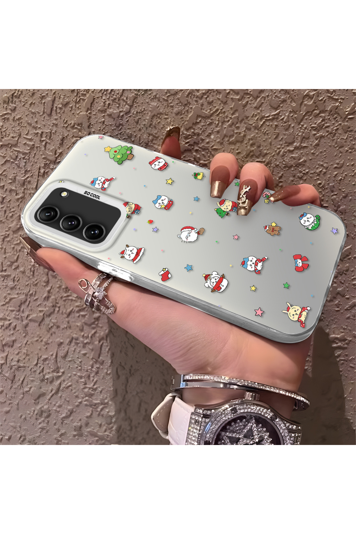 Samsung Galaxy S21 Fe 5G Compatible Santa Claus Patterned Silicone Anti Fall Case