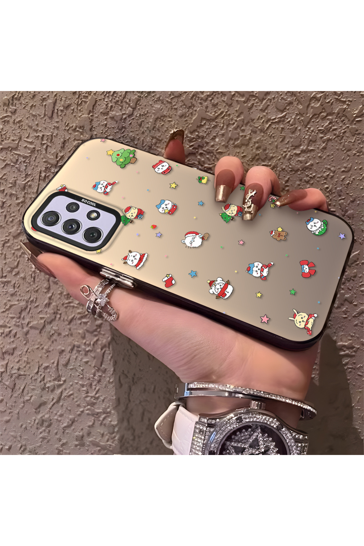 Samsung Galaxy A72 Compatible Santa Claus Patterned Silicone Anti Fall Case