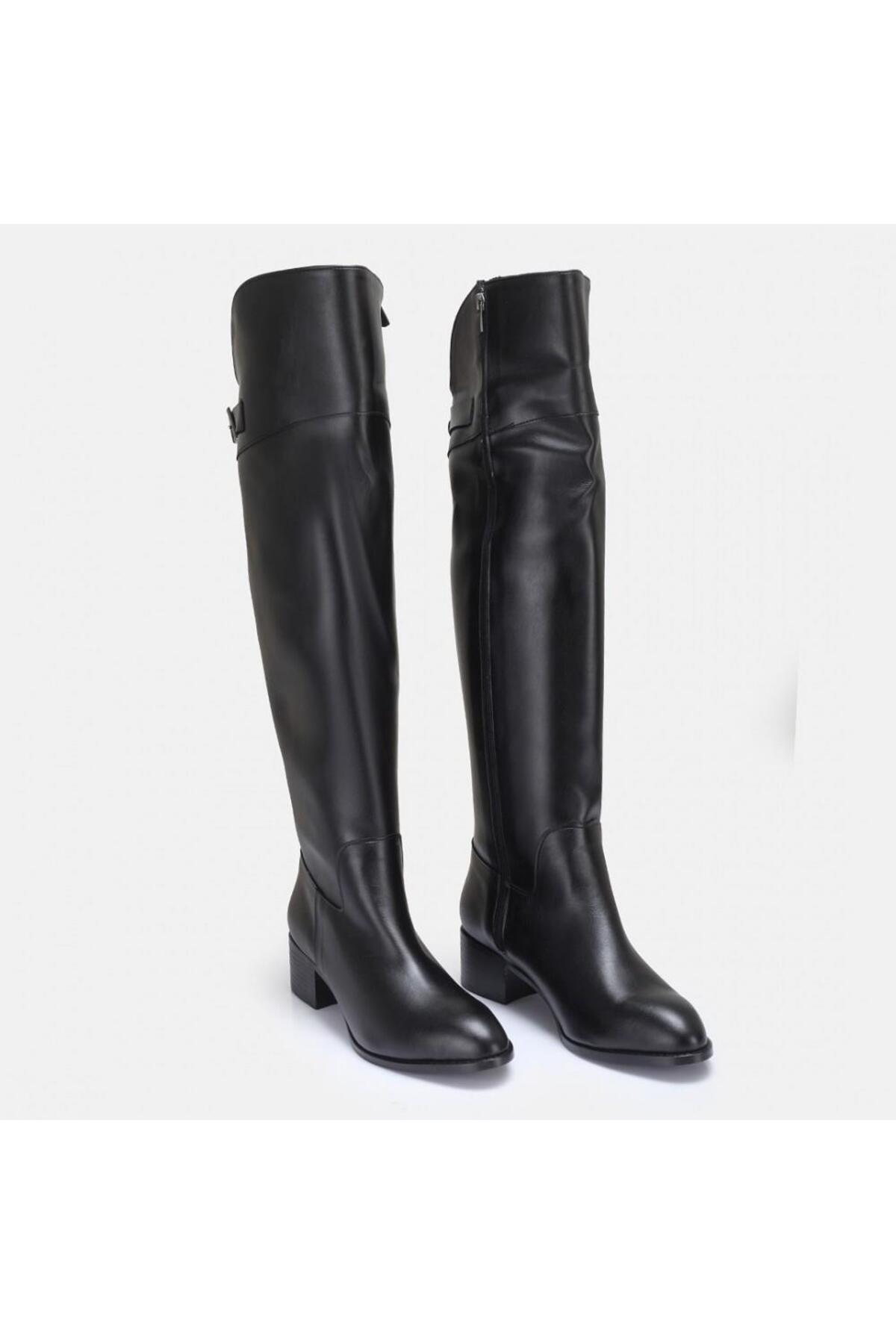37Numara  BÜYÜK NUMARA KADIN BİNİCİ ÇİZME 41-42-43-44 SİYAH CİLT - Görsel 4