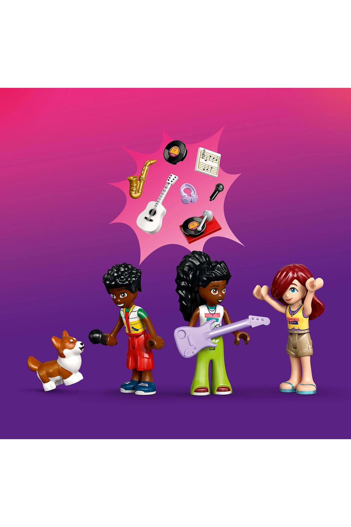 مجموعه ساختنی فروشگاه موسیقی و آپارتمان لگو فرندز به همراه ۳ مینیدول و یک سگ کورگی – ۴۲۶۵۳