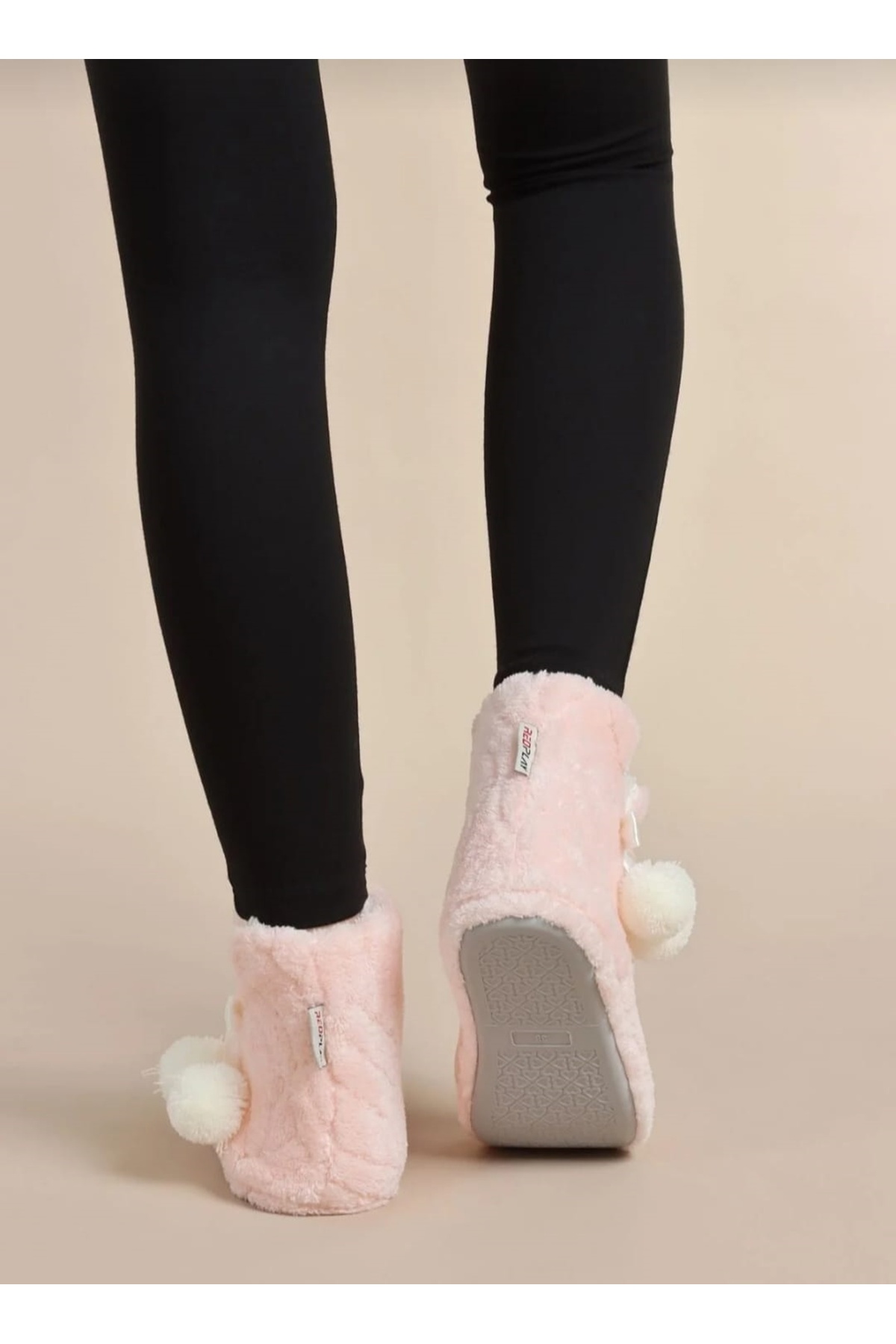 RedPlay Kadın Panduf Kışlık Ev Botu Efektli Velsolf Sesiz Taban Zigzag pembe görsel 2
