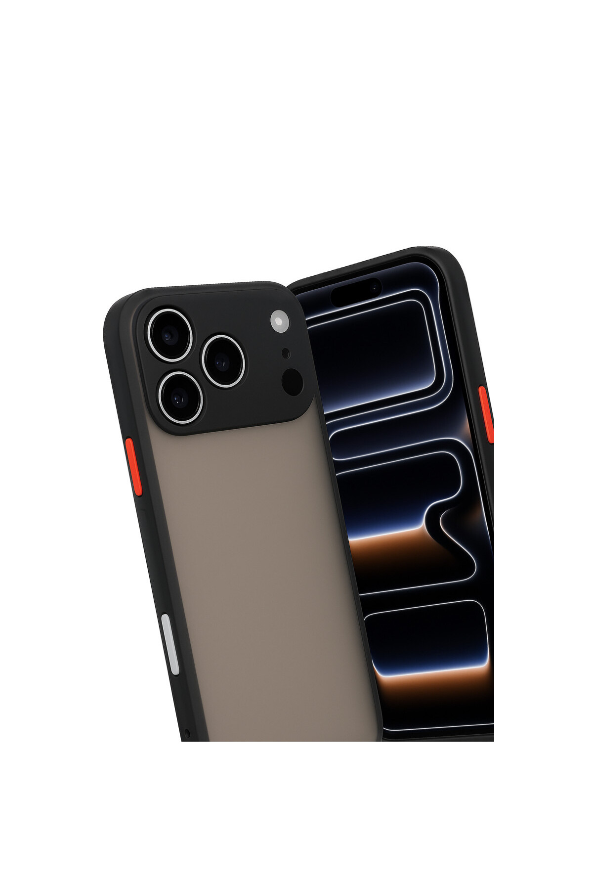 iPhone 17 Pro İçin Uyumlu Buzlu Tasarım Renkli Tuş Mat Tasarım Sararmaz Kılıf