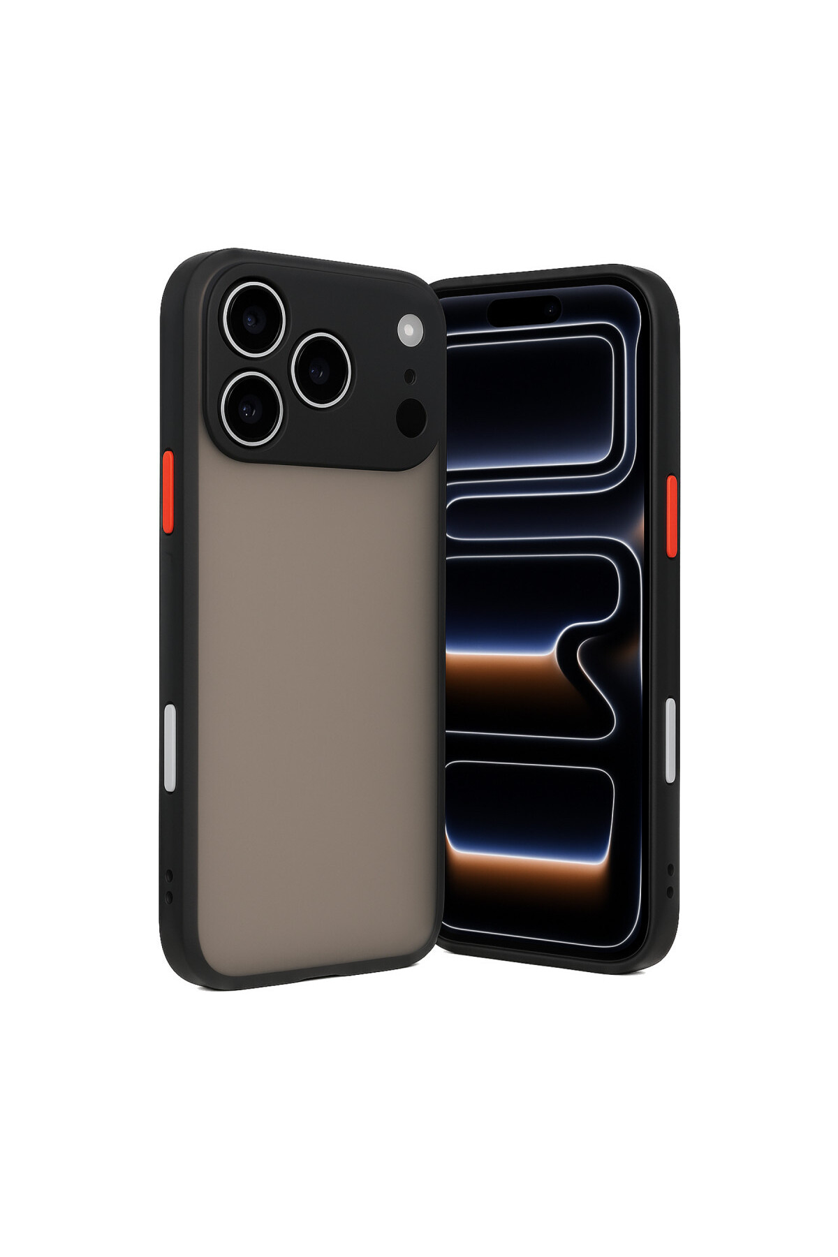 iPhone 17 Pro İçin Uyumlu Buzlu Tasarım Renkli Tuş Mat Tasarım Sararmaz Kılıf